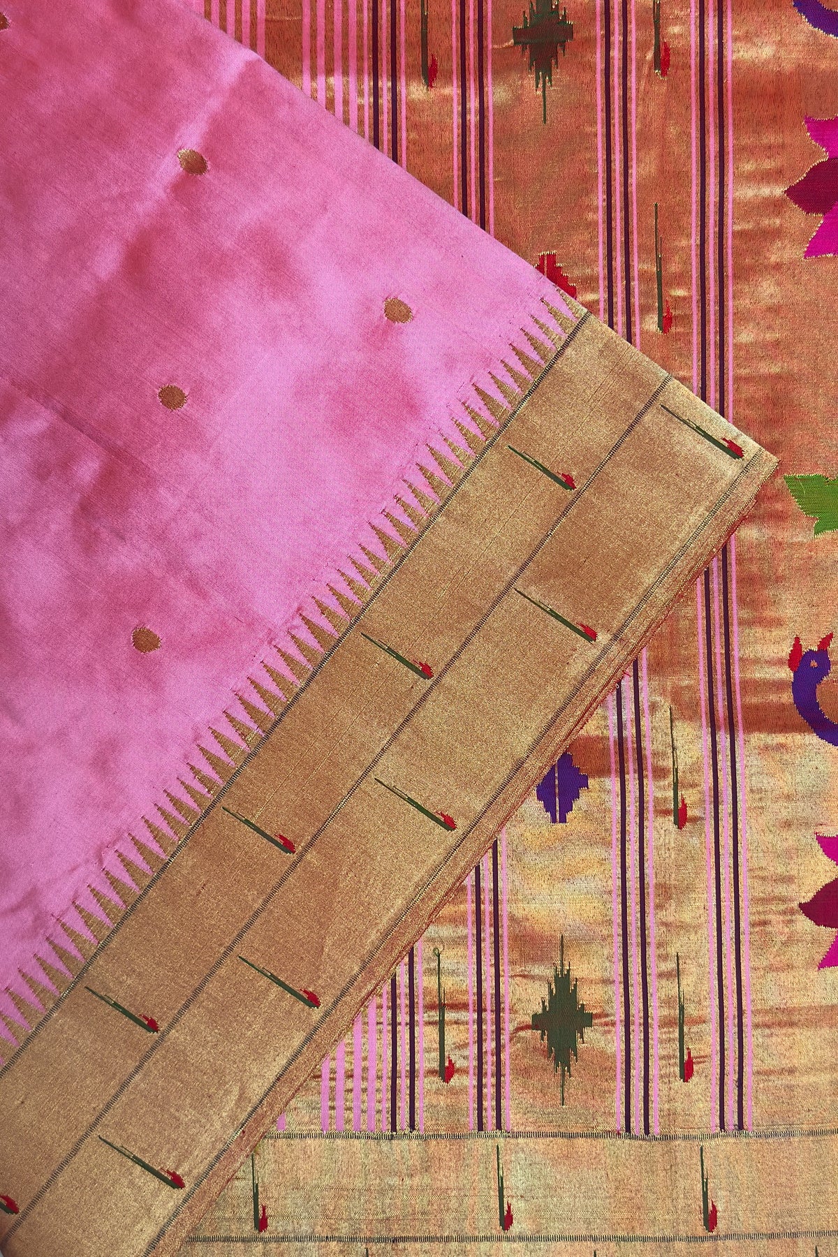 Baby Pink Double Muniya Handloom Paithani