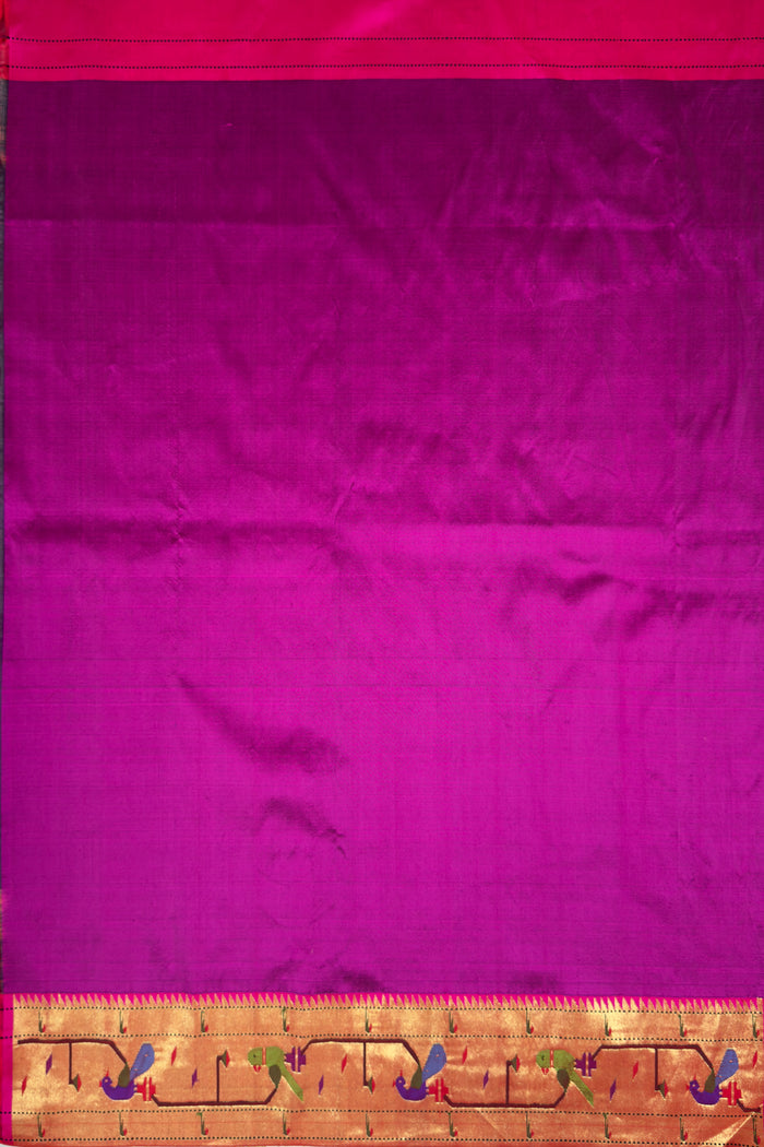 Purple Brocade Peacock Border Paithani