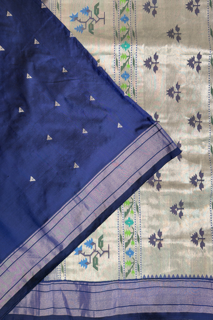 Navy Blue Vintage Asawali Handloom Paithani