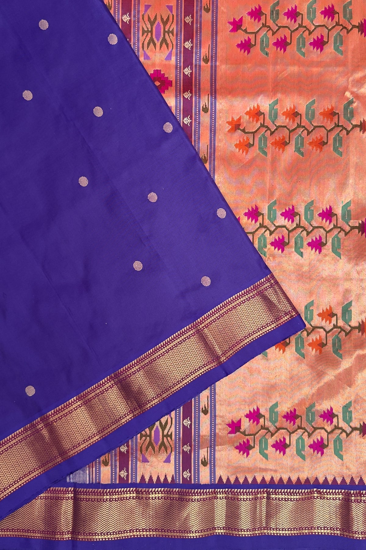 Navy Blue Vintage Asawali Handloom Paithani