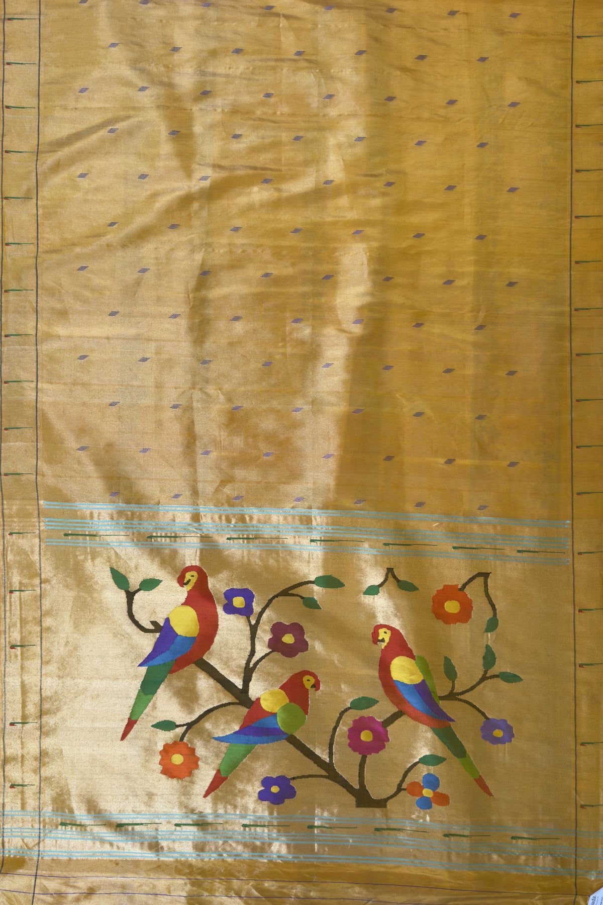 Lemon Yellow Pure Silk Handloom Tissue Paithani Saree