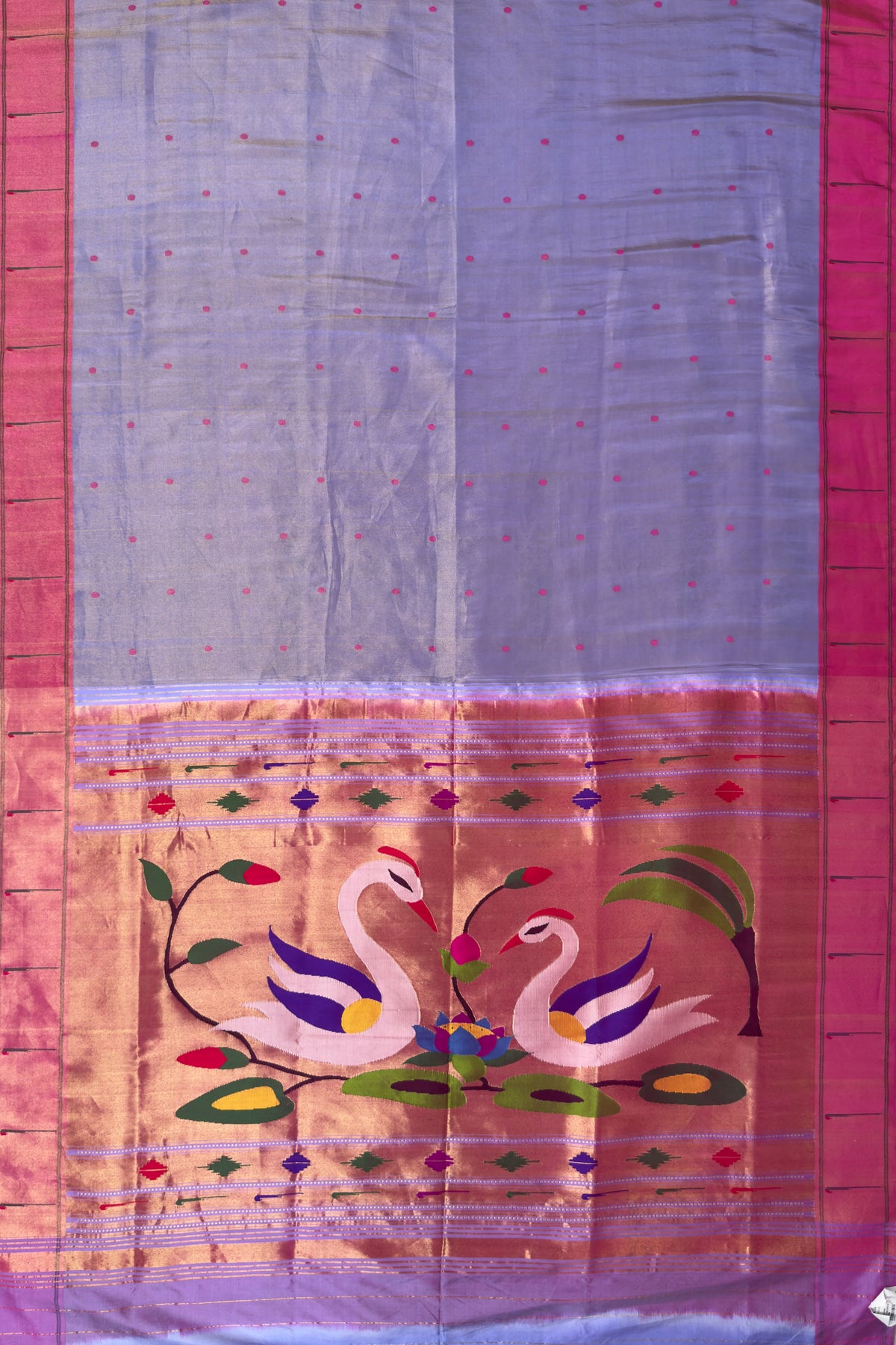 Lavender Pure Silk Handloom Tissue Paithani Saree