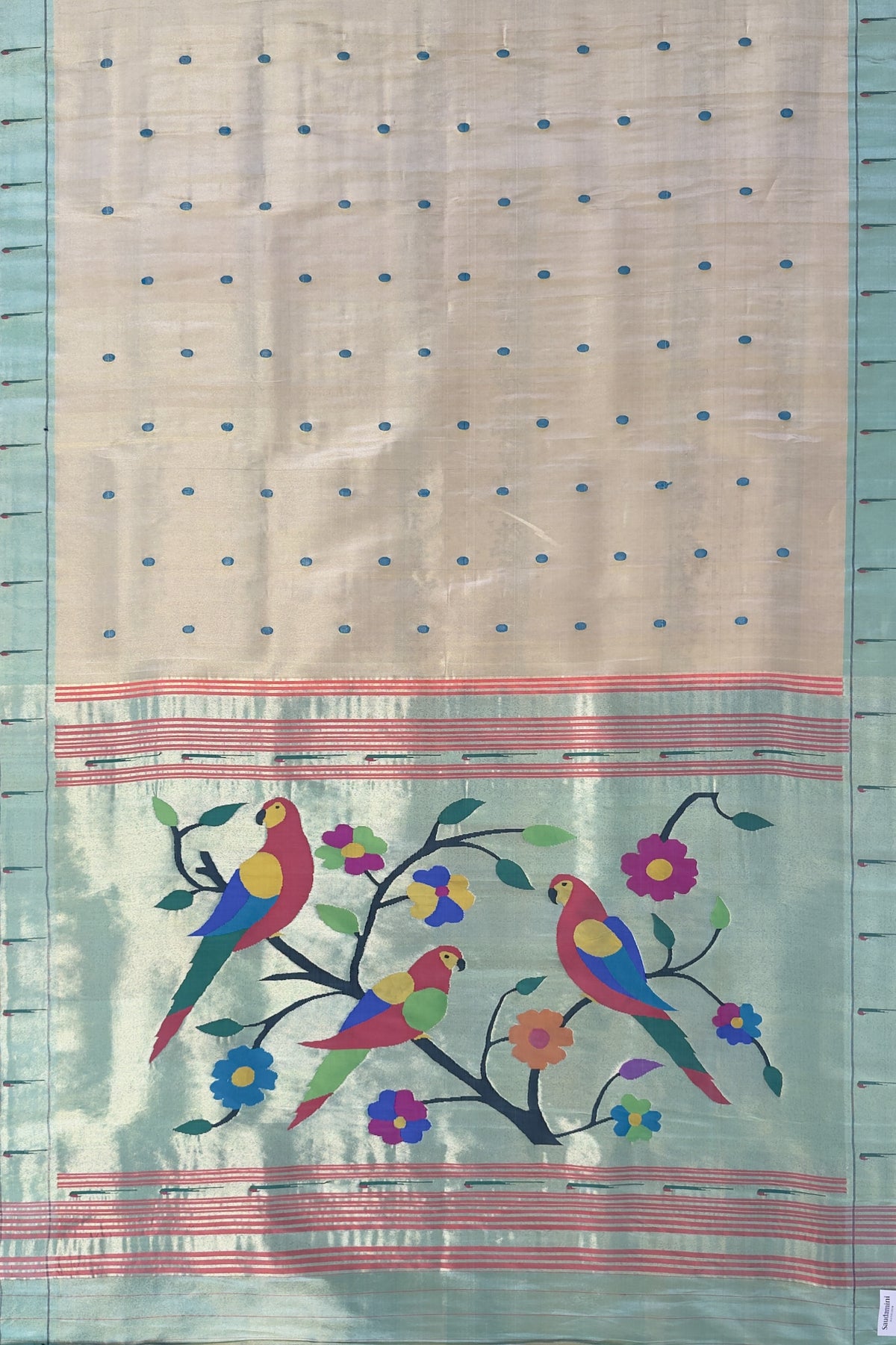 Ivory Pure Silk Handloom Tissue Paithani Saree
