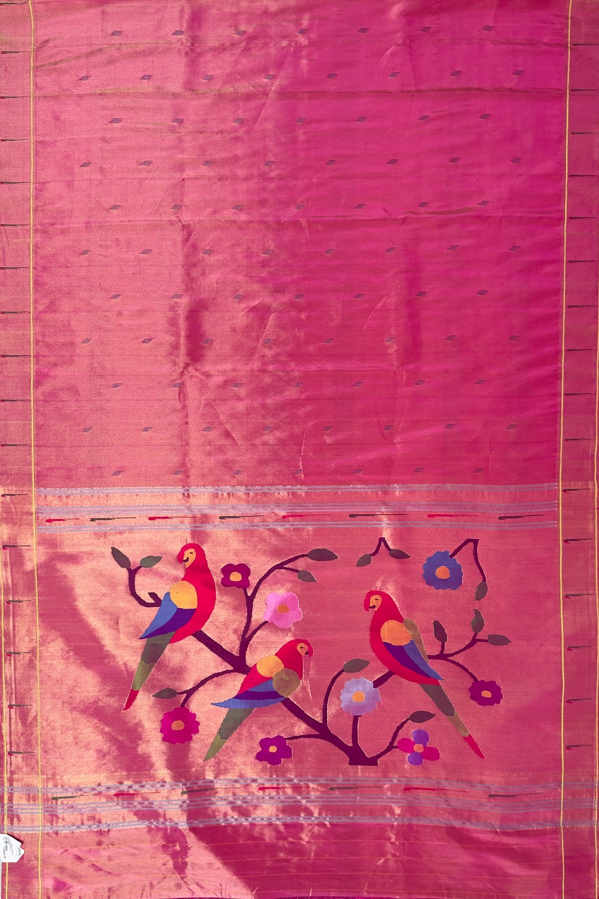 Pink Pure Silk Handloom Tissue Paithani Saree