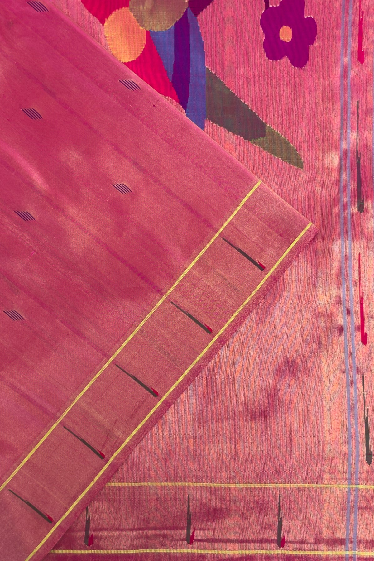 Pink Pure Silk Handloom Tissue Paithani Saree