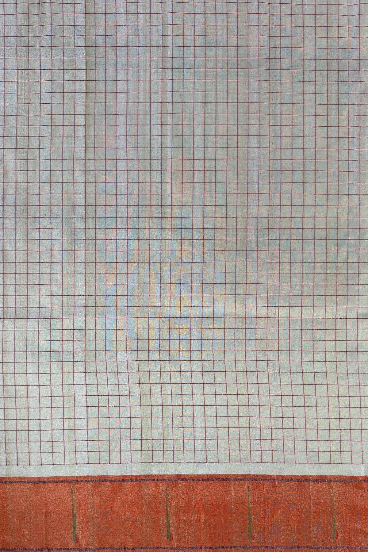 Ivory Checks Silk Handloom Tissue Paithani Saree