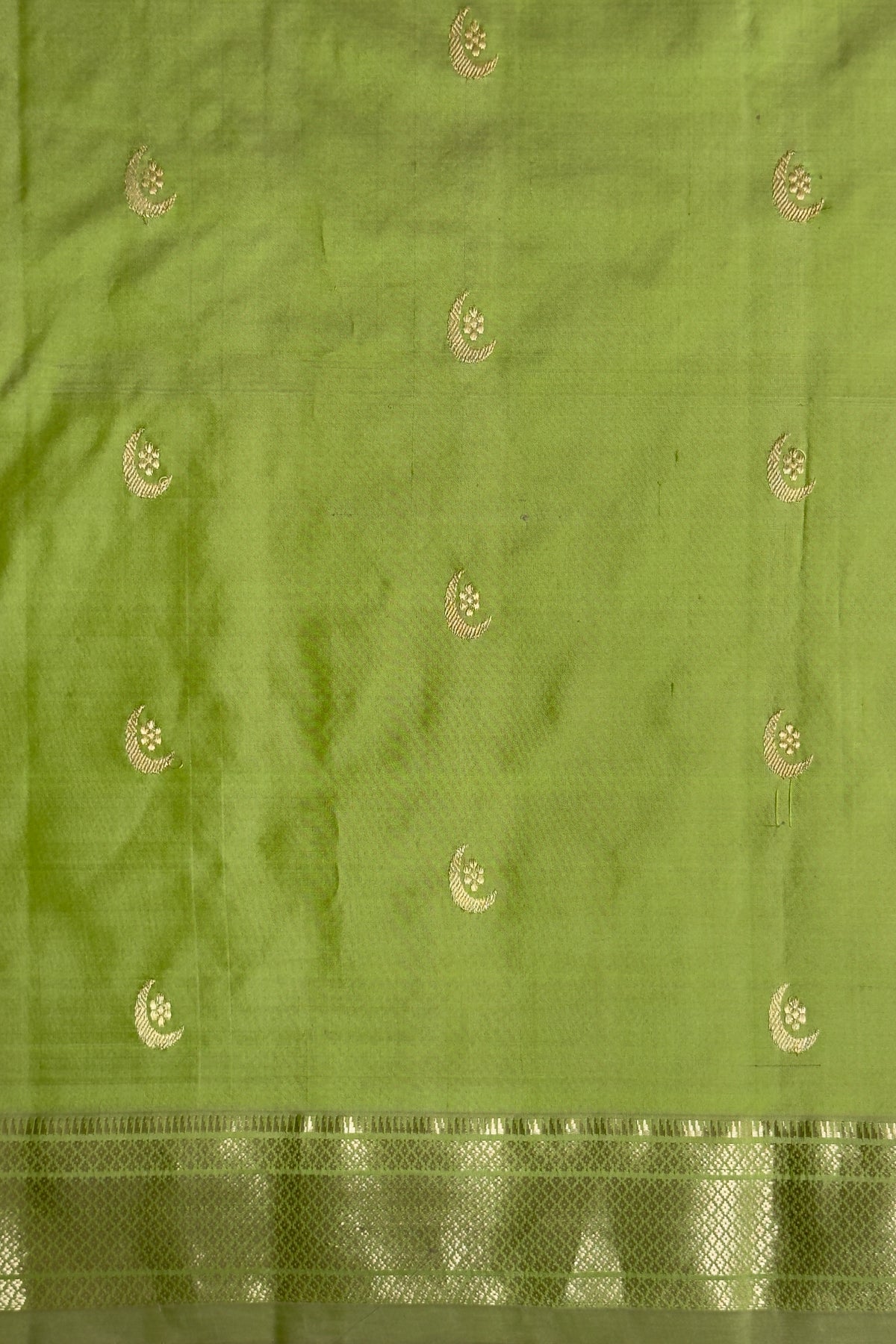 Pista Green Vintage Pure Silk Handloom Paithani Chandrakala
