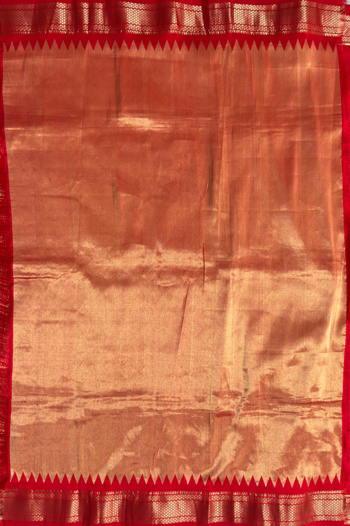 Red Vintage Pure Silk Handloom Paithani Chandrakala