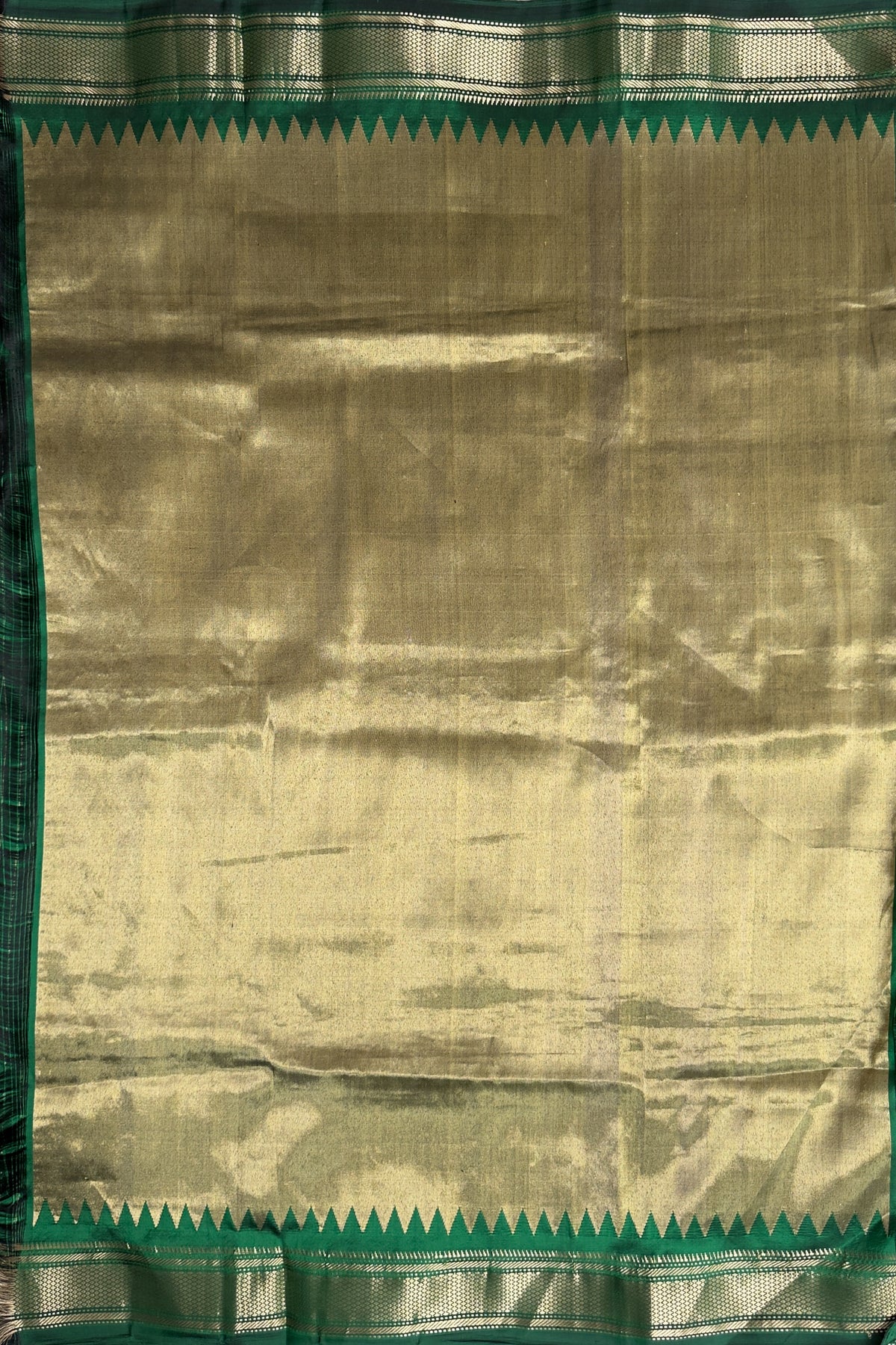 Bottle Green Vintage Pure Silk Handloom Paithani Chandrakala