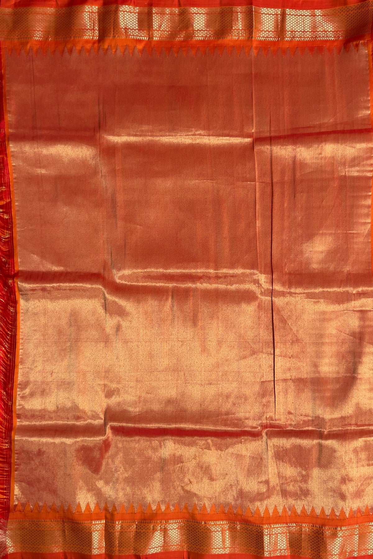 Orange Vintage Pure Silk Handloom Paithani Chandrakala
