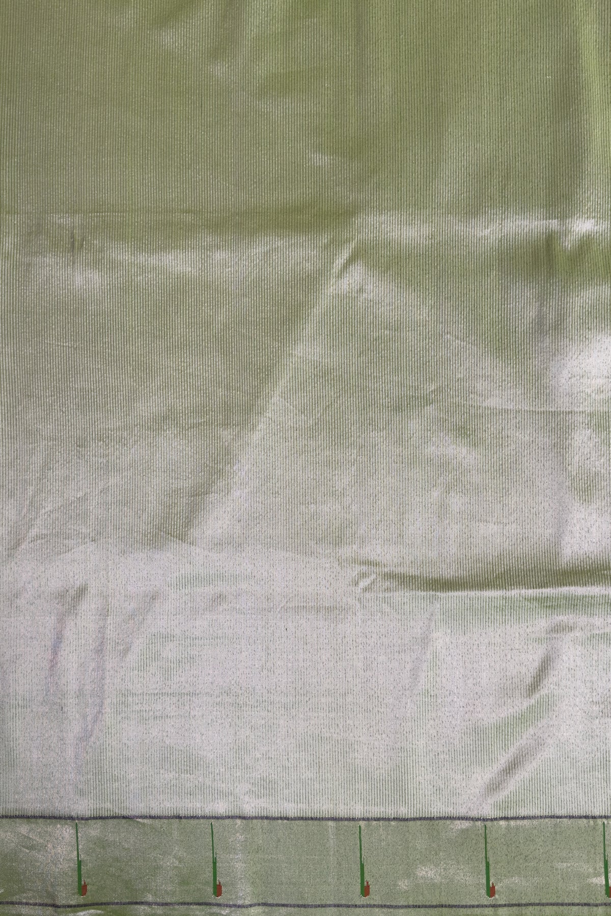 Parrot Green Pure Silk Handloom Tissue Paithani Saree with Stripes