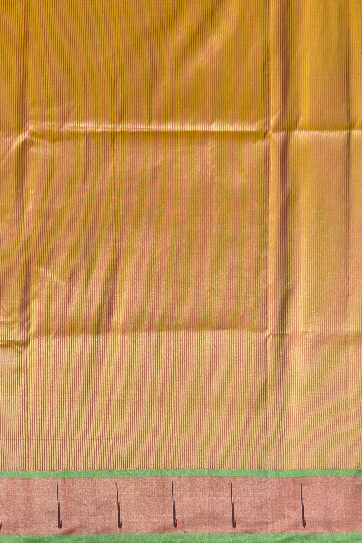 Lemon Yellow Pure Silk Handloom Striped Paithani Saree