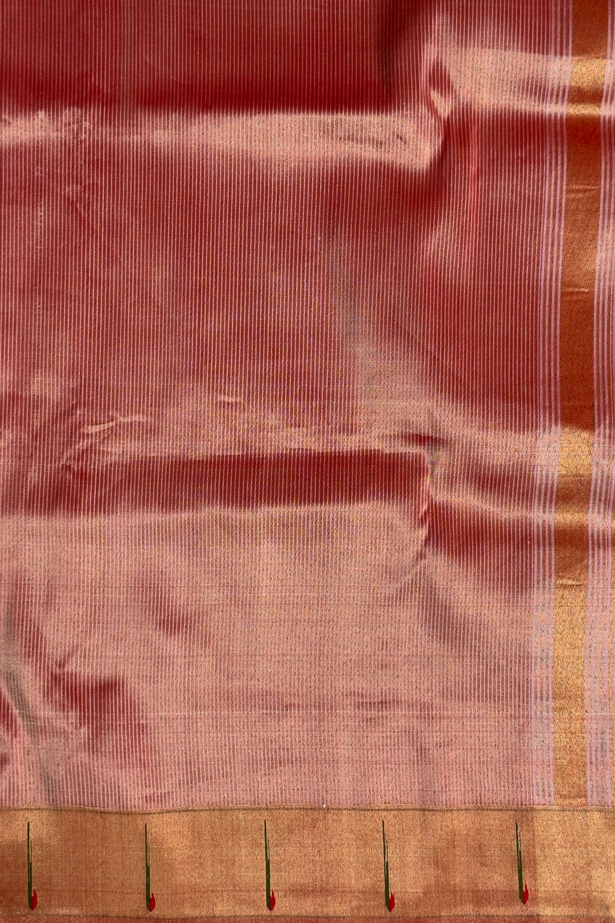 Baby Pink Pure Silk Handloom Stripes Paithani Saree