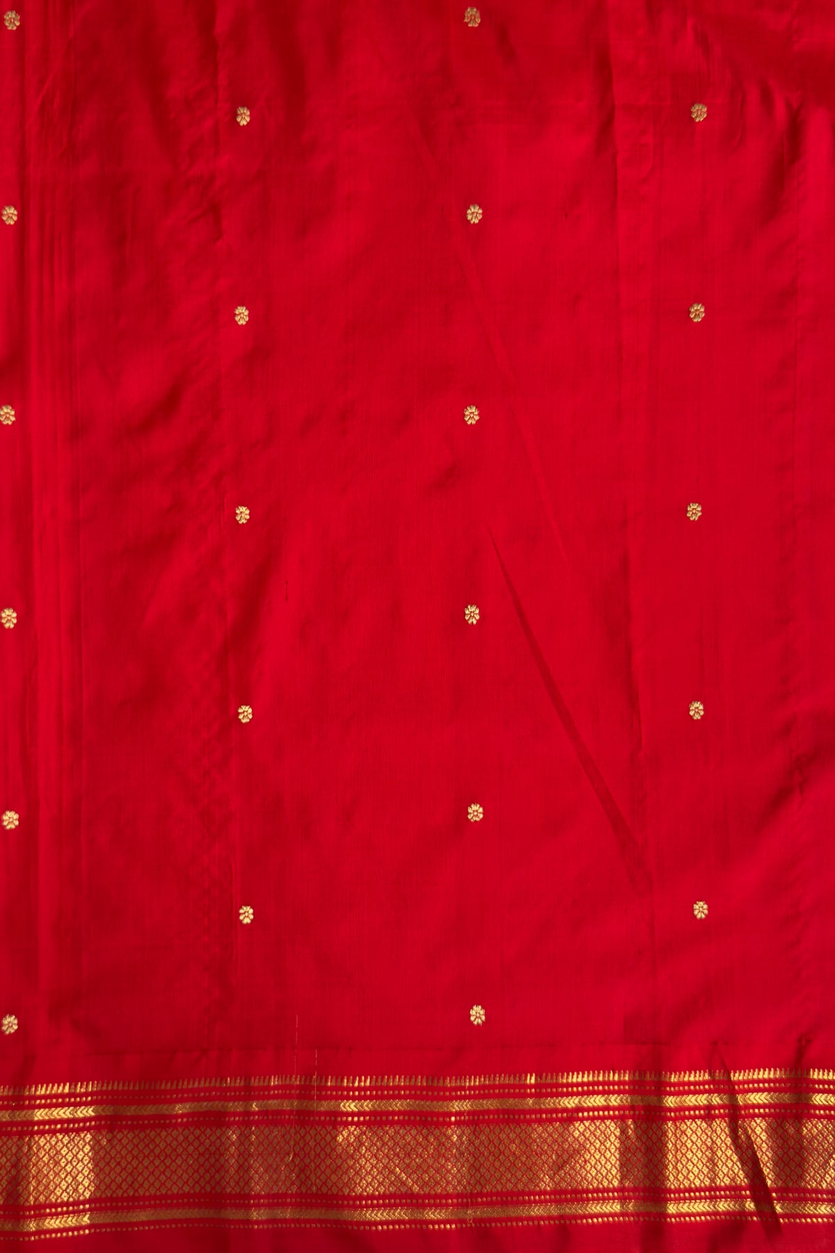 Red Handloom Pure Silk Paithani with Parrot Pallu