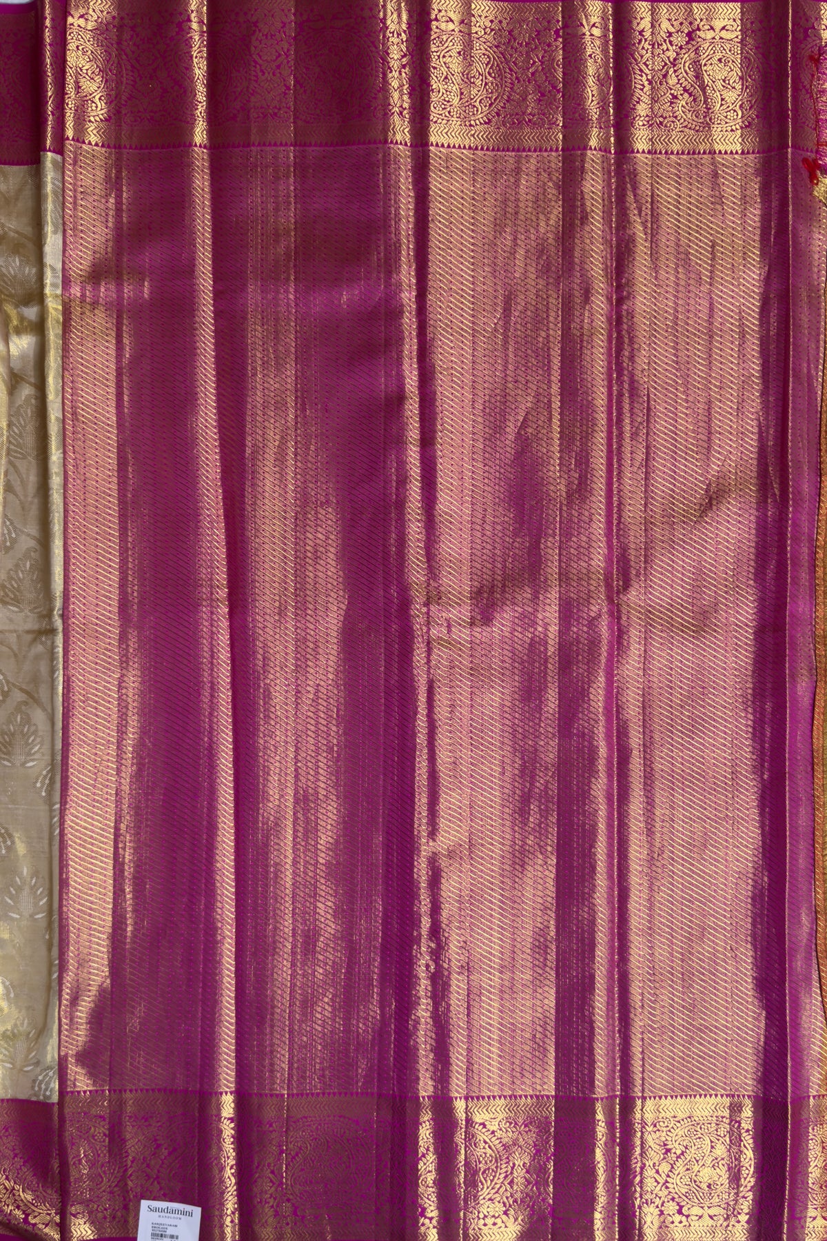Ivory Pure Silk Handloom Tissue Kanjeevaram