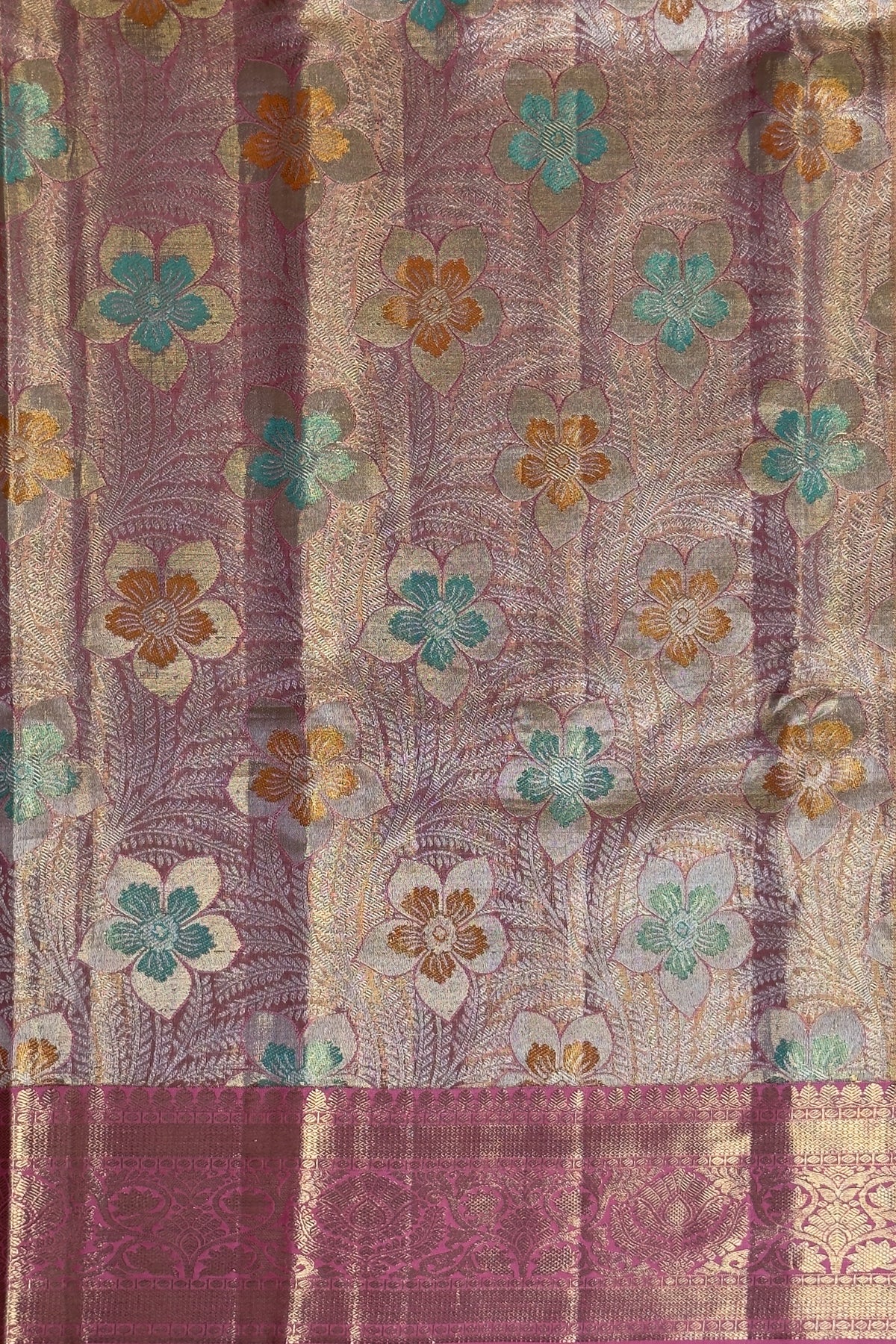 Baby Pink Pure Silk Handloom Tissue Kanjeevaram