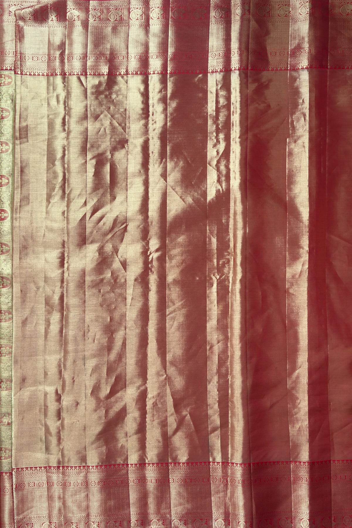 Gold & Red Pure Silk Handloom Tissue Kanjeevaram