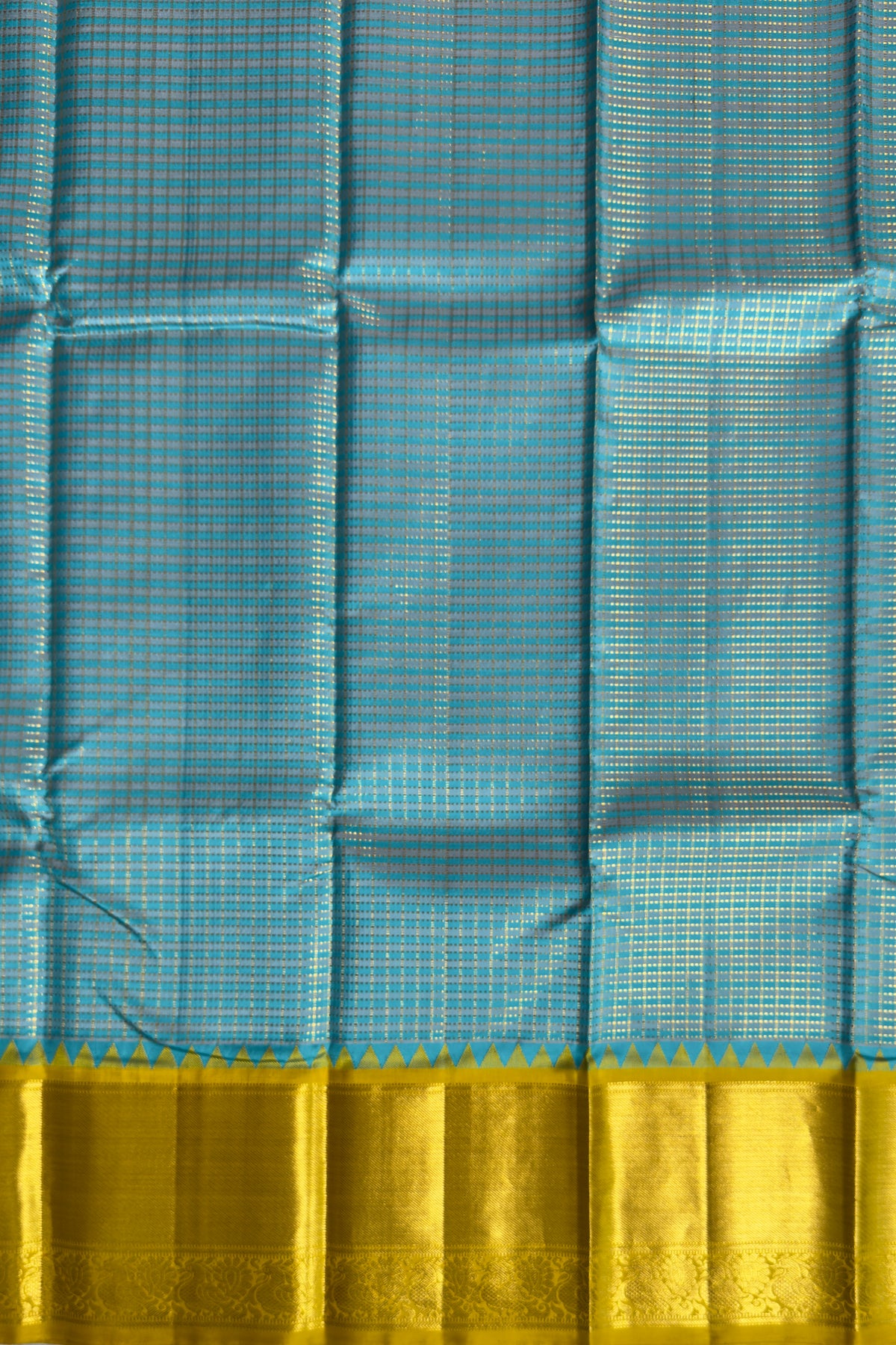 Blue & Yellow Pure Silk Handloom Kanjeevaram