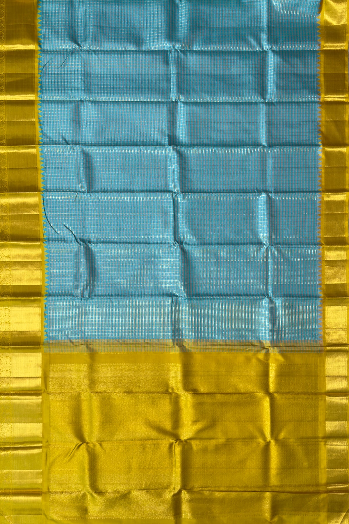 Blue & Yellow Pure Silk Handloom Kanjeevaram