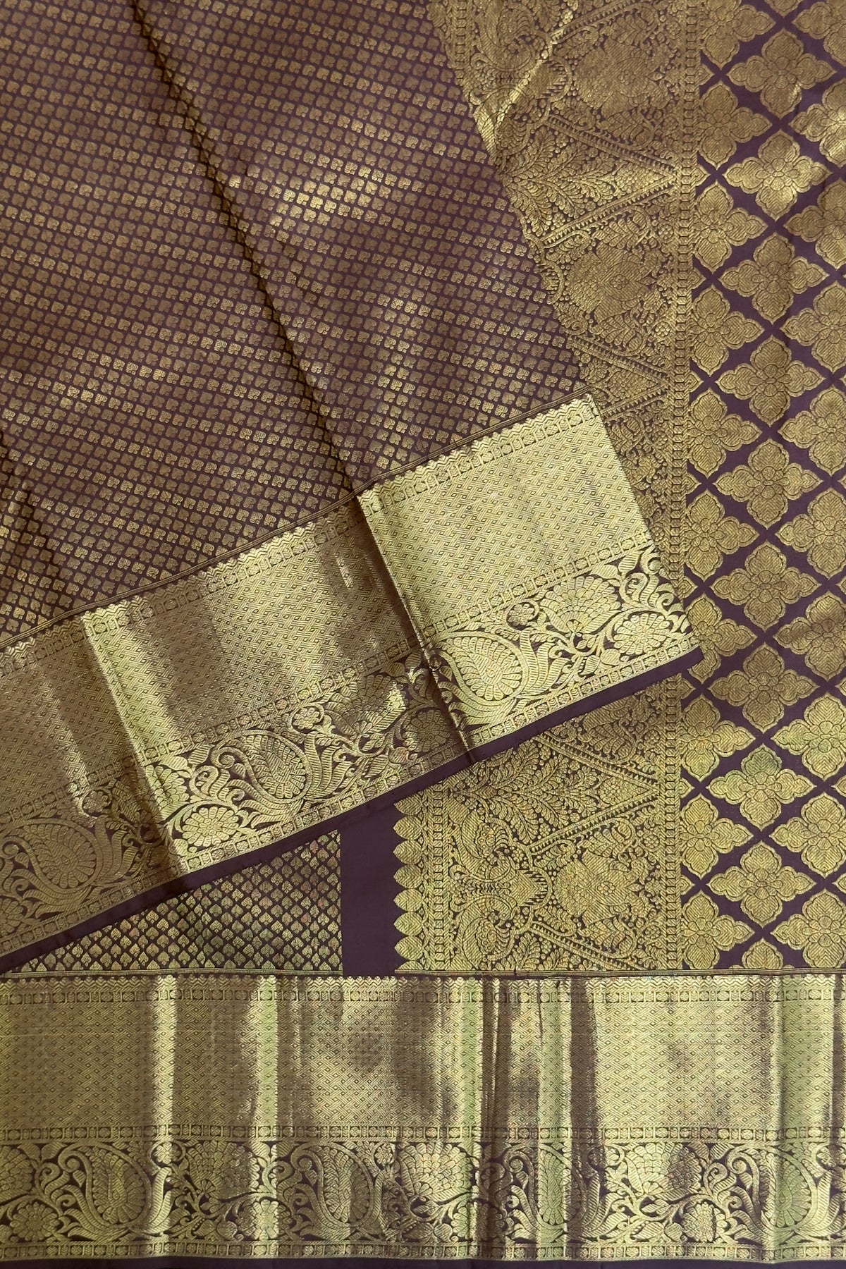 Coffee Brown Pure Silk Handloom Kanjeevaram