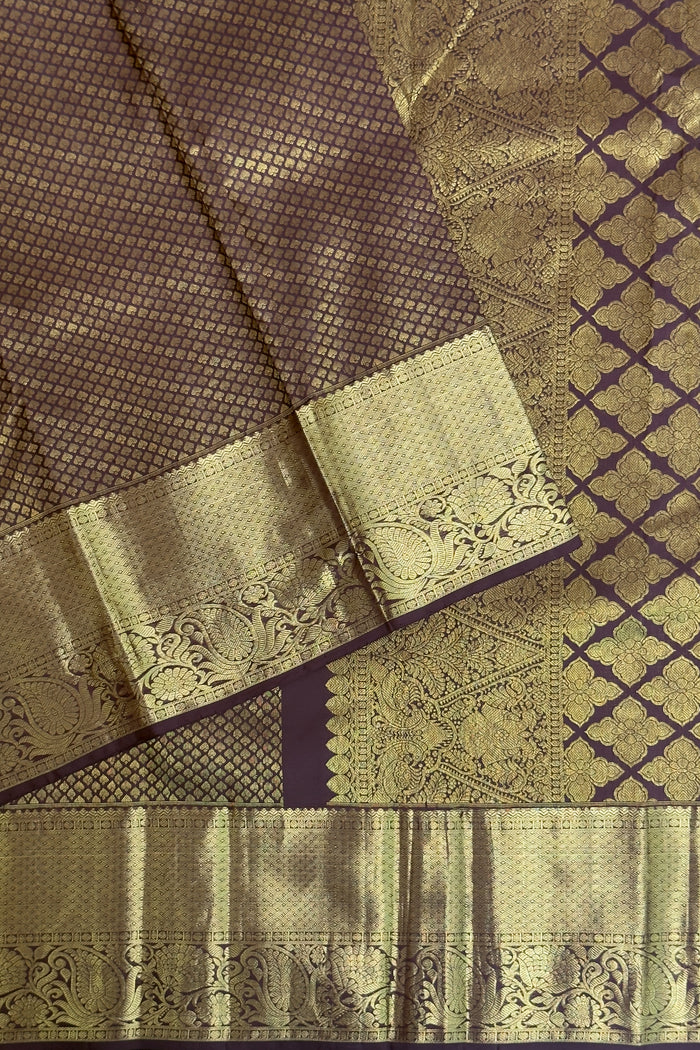 Coffee Brown Pure Silk Handloom Kanjeevaram