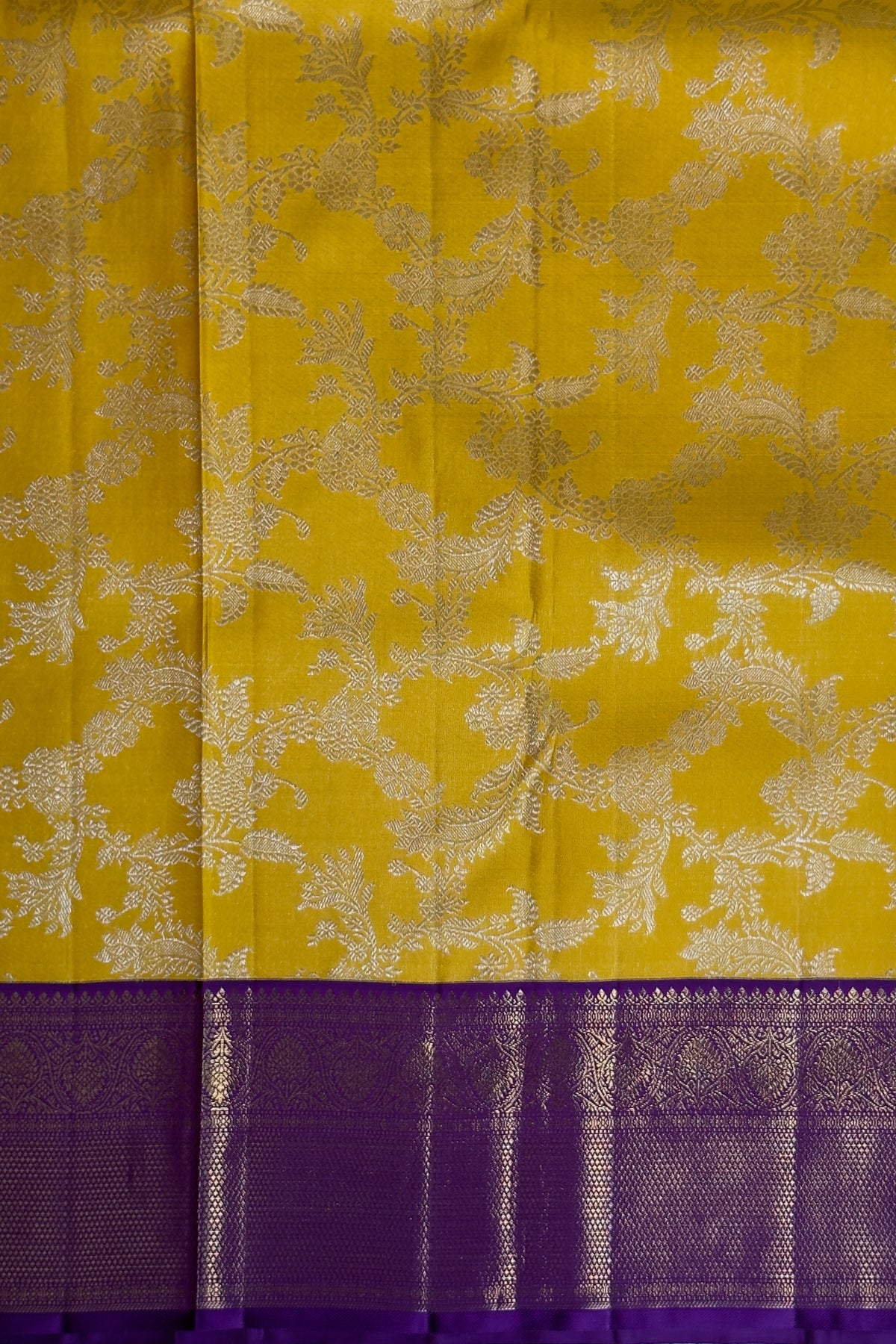 Yellow & Purple Pure Silk Handloom Kanjeevaram