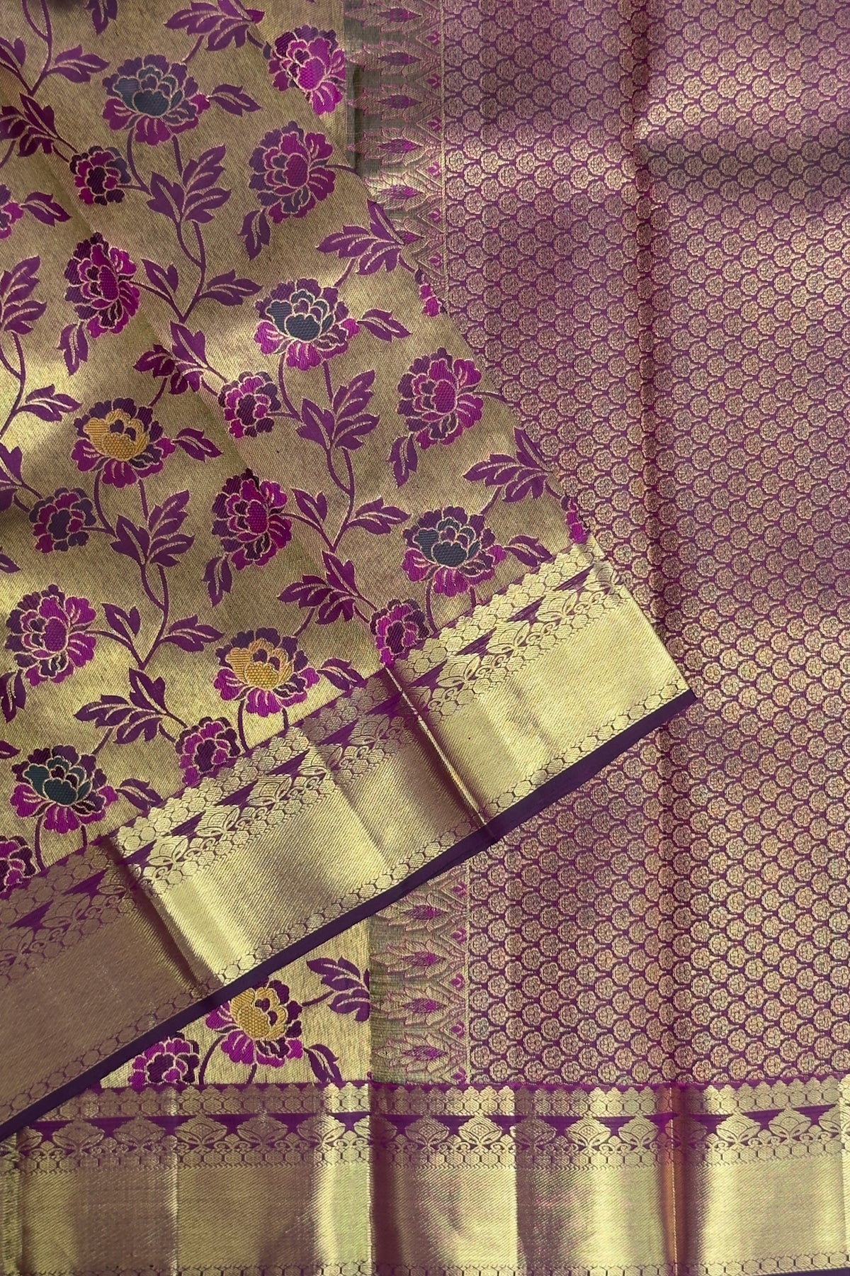 Purple Pure Silk Handloom Kanjeevaram