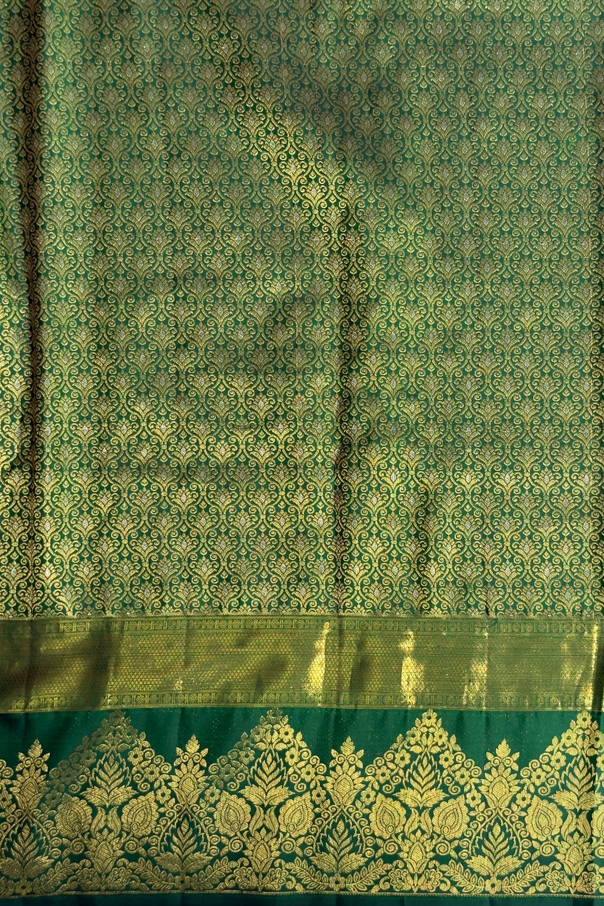 Bottle Green Pure Silk Handloom Kanjeevaram