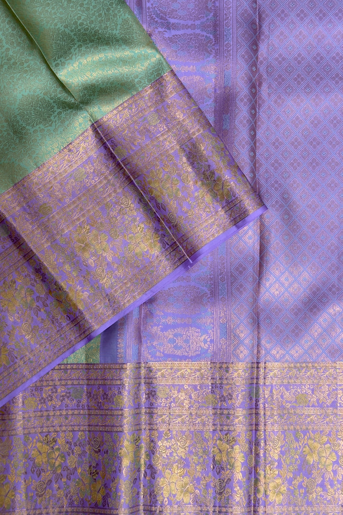 Pista Green Pure Silk Handloom Kanjeevaram