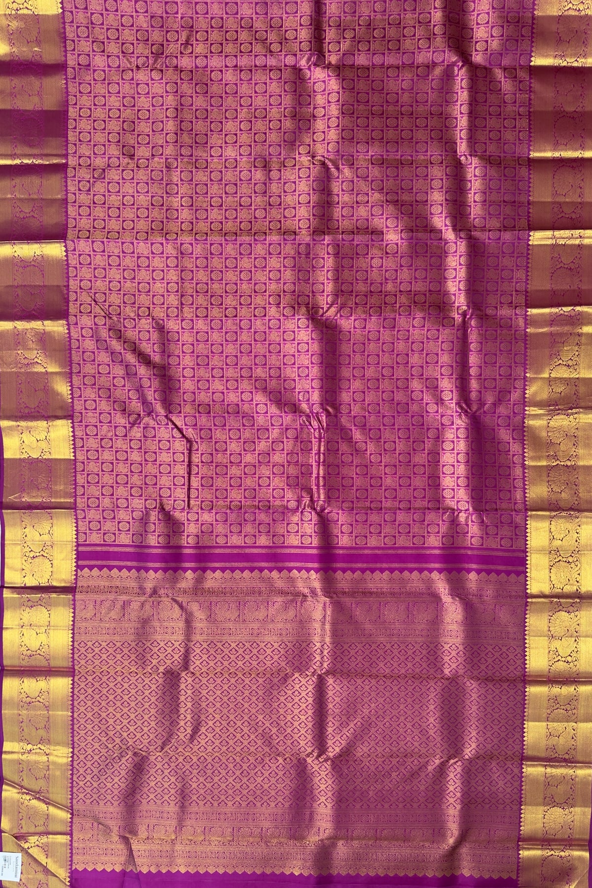 Purple Checks Pure Silk Handloom Kanjeevaram