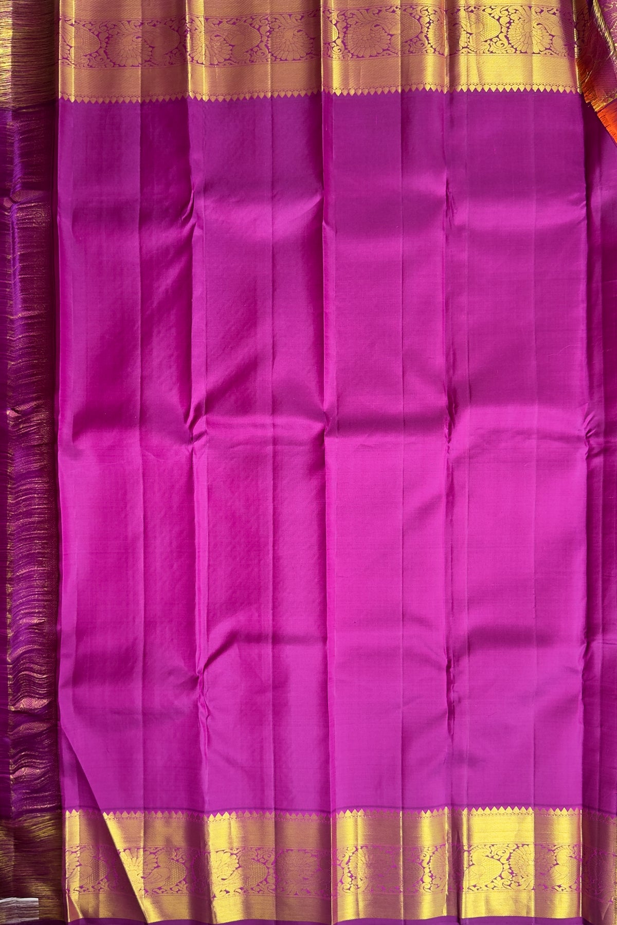 Purple Checks Pure Silk Handloom Kanjeevaram