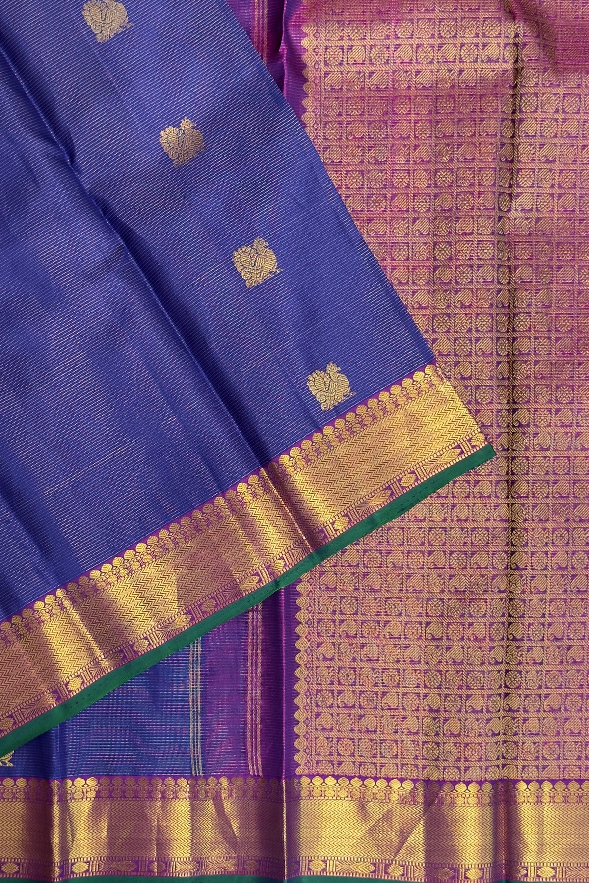 Navy Blue Pure Silk Handloom Kanjeevaram