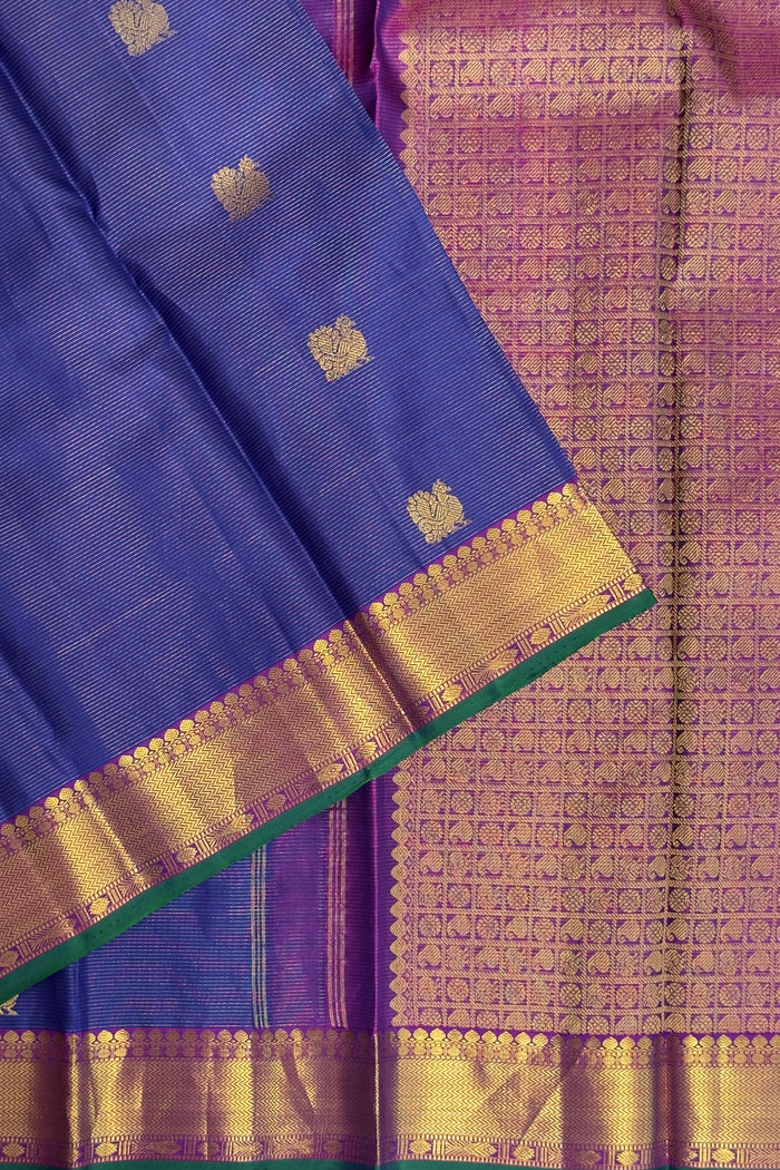 Navy Blue Pure Silk Handloom Kanjeevaram