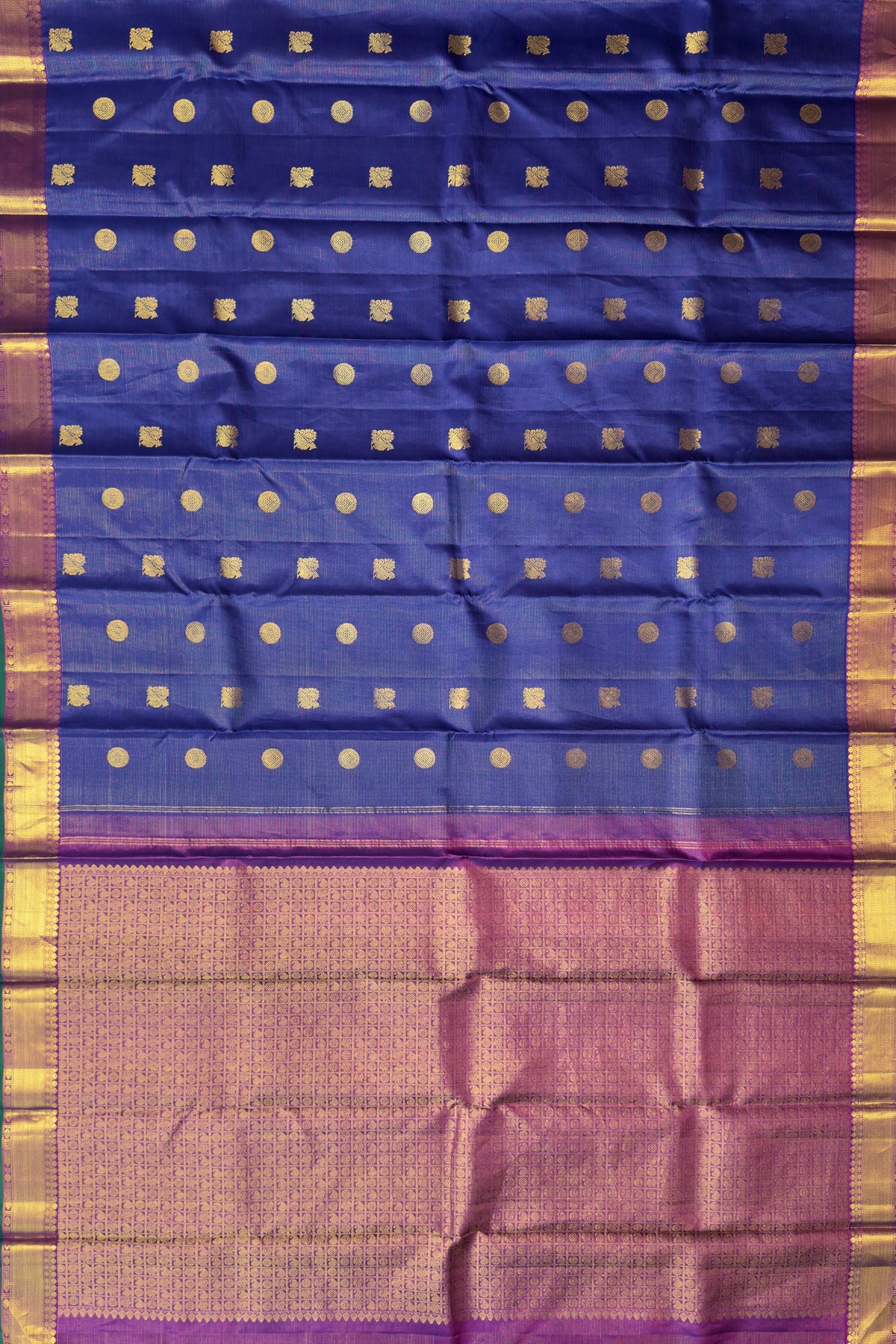 Navy Blue Pure Silk Handloom Kanjeevaram