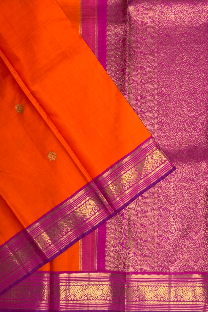 Orange Pure Silk Handloom Kanjeevaram