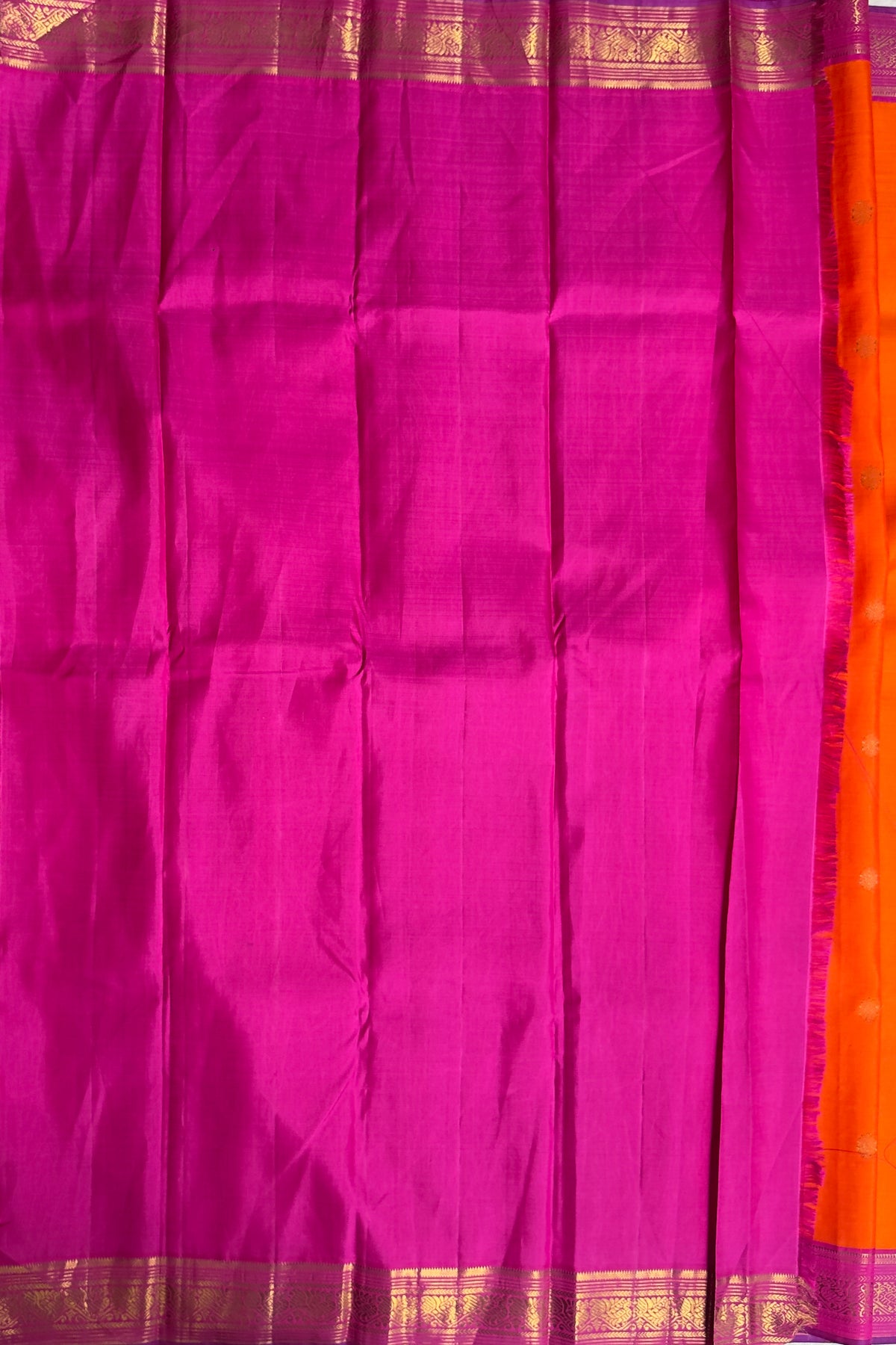 Orange Pure Silk Handloom Kanjeevaram