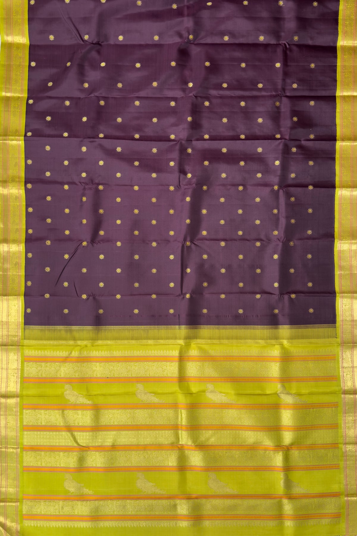 Dark Purple Pure Silk Handloom Kanjeevaram