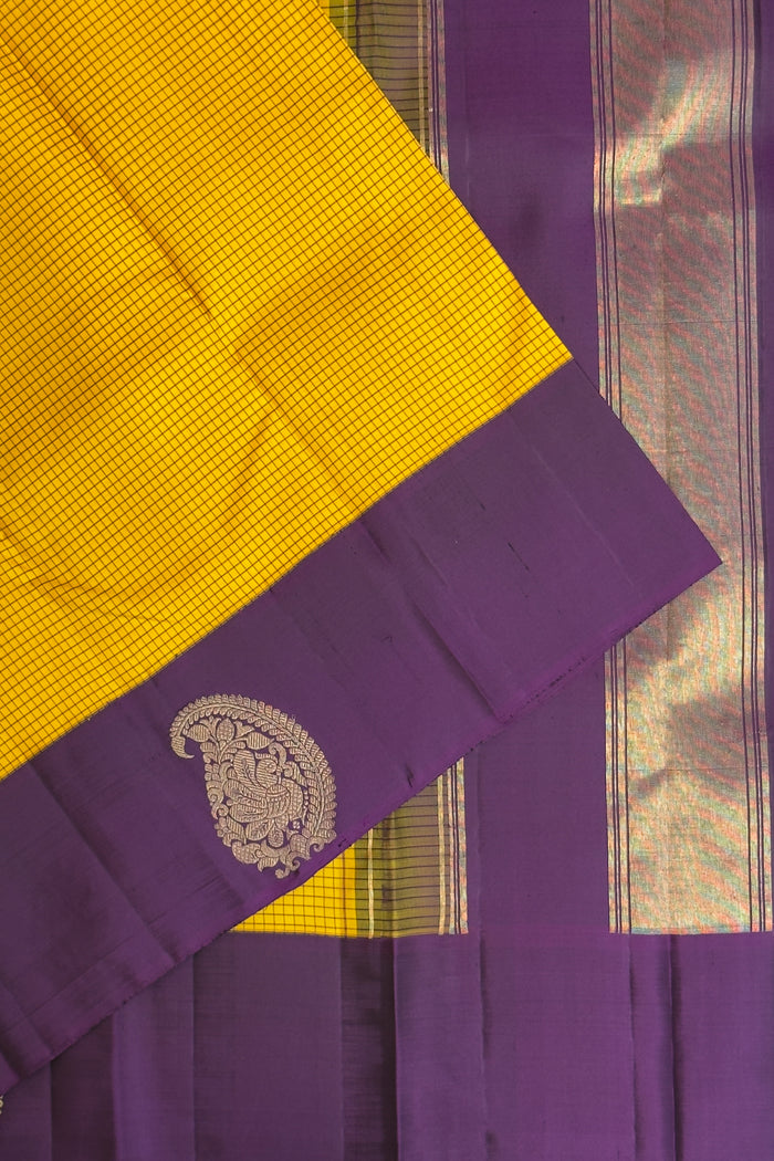 Yellow Pure Silk Handloom Kanjeevaram