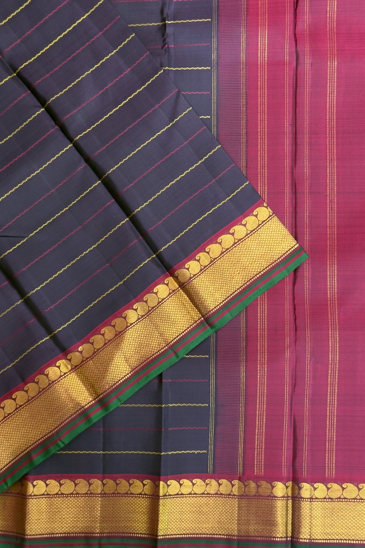 Deep Purple Pure Silk Handloom Kanjeevaram