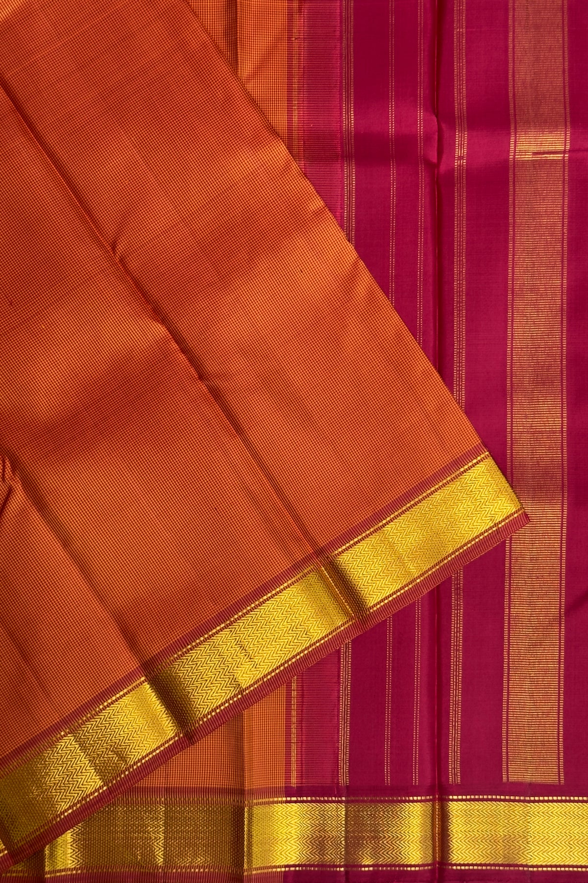 Orange Pure Silk Handloom Kanjeevaram