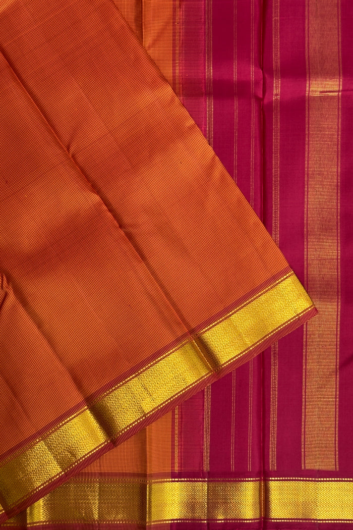 Orange Pure Silk Handloom Kanjeevaram