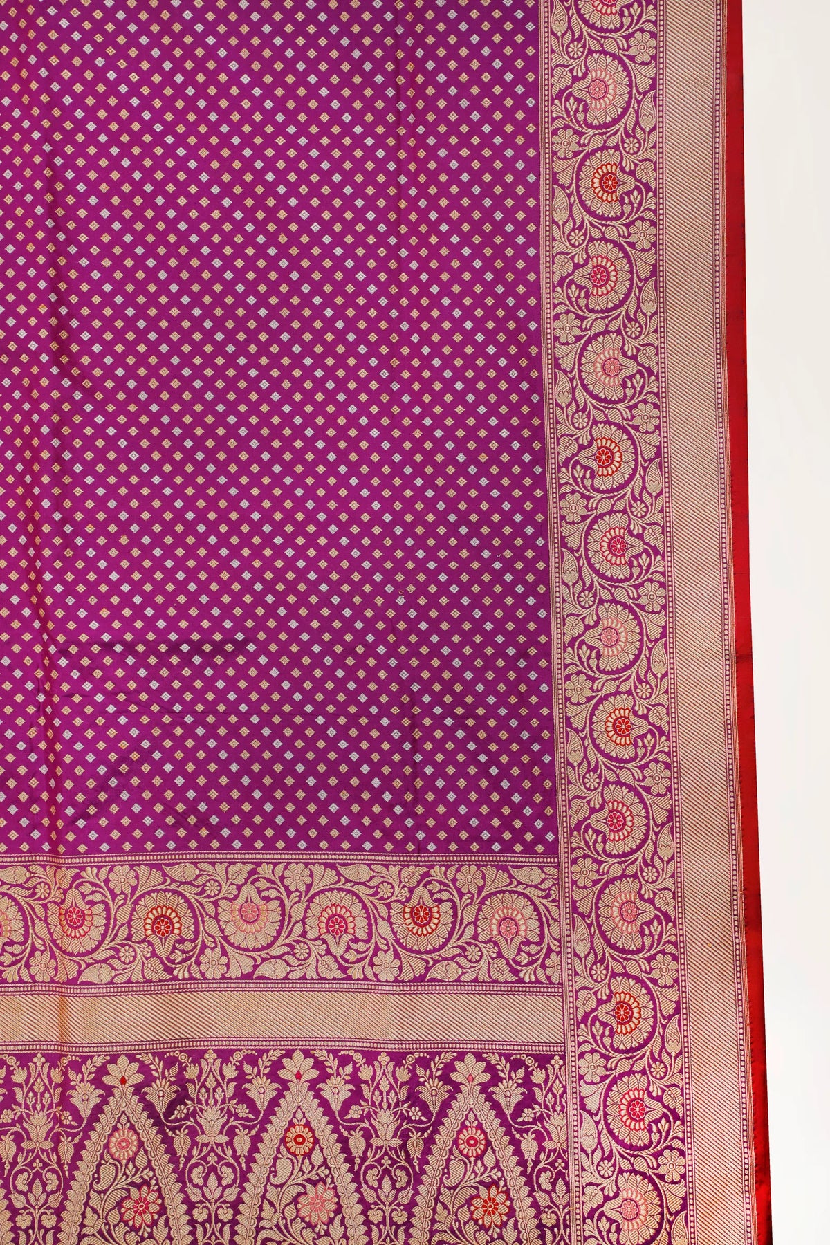 Purple Real Zari Pure Silk Benarasi Saree - Revival Design with Hazaar Buttis