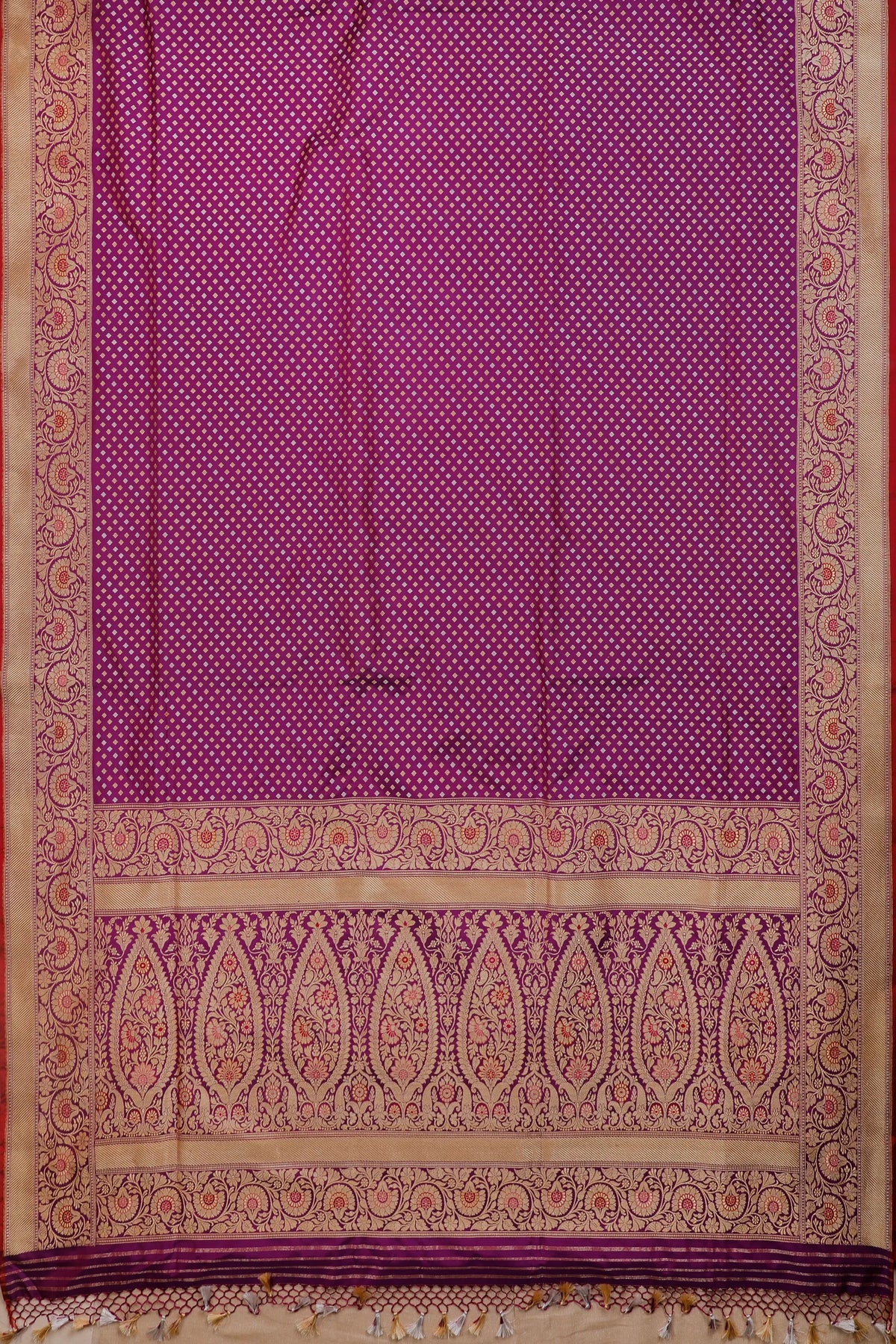 Purple Real Zari Pure Silk Benarasi Saree - Revival Design with Hazaar Buttis