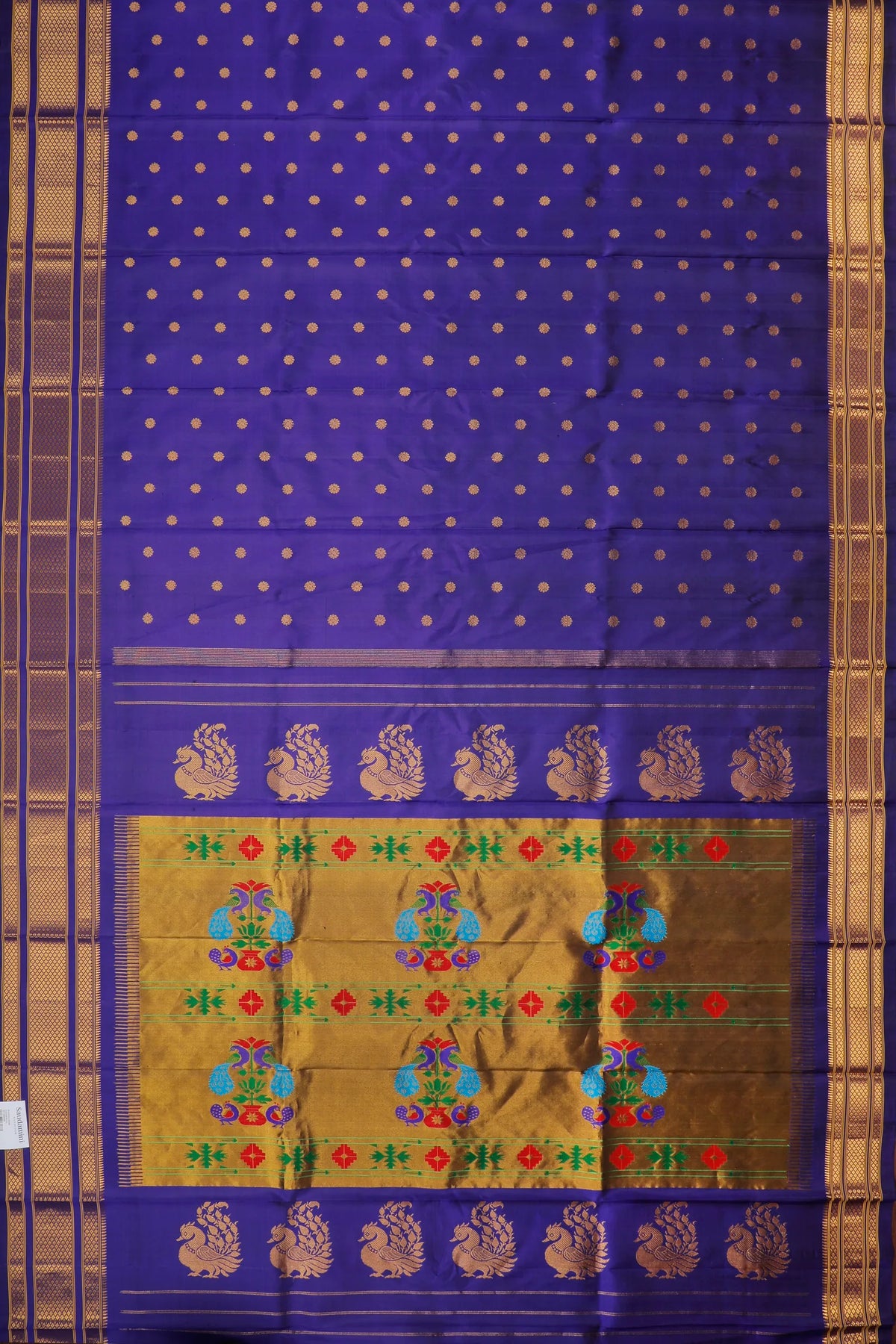 Purple Handloom Pure Silk Gadwal Saree - Kalanjali Paithani