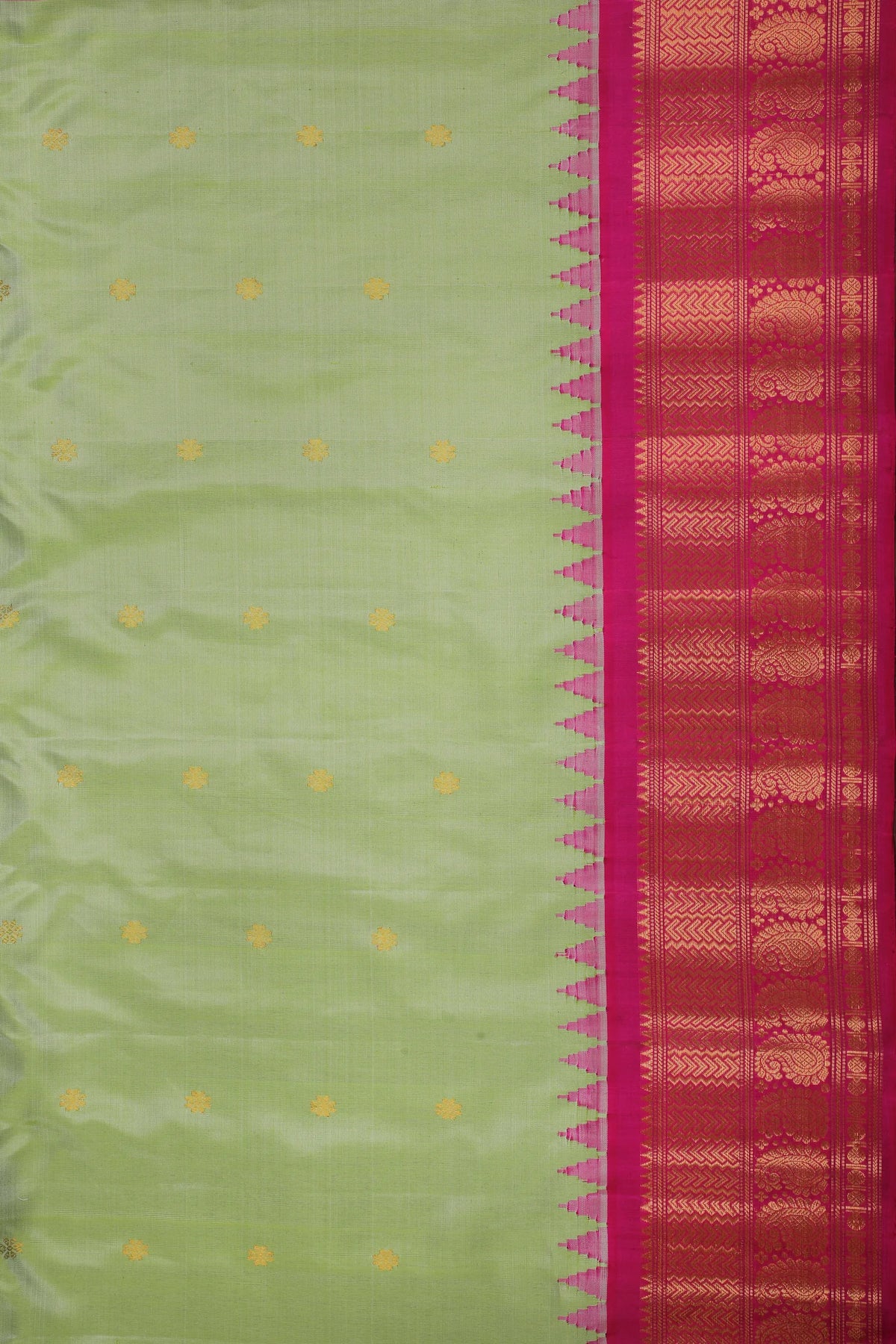 Pista Green Handloom Pure Silk Gadwal Saree - Kalanjali Paithani in Brocade Pattern