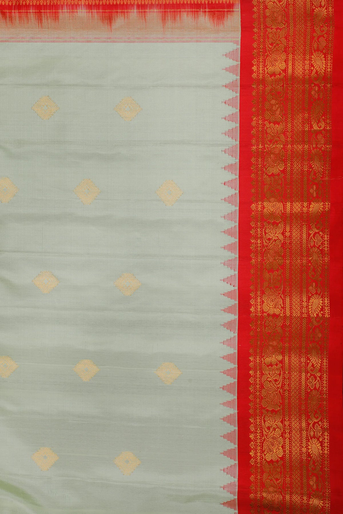 Pista Green Handloom Pure Silk Gadwal Saree