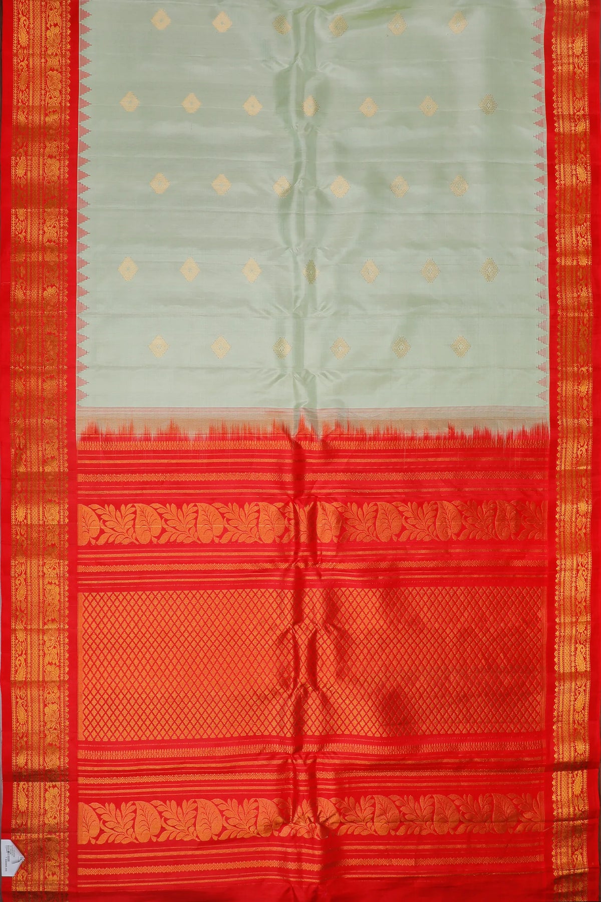 Pista Green Handloom Pure Silk Gadwal Saree