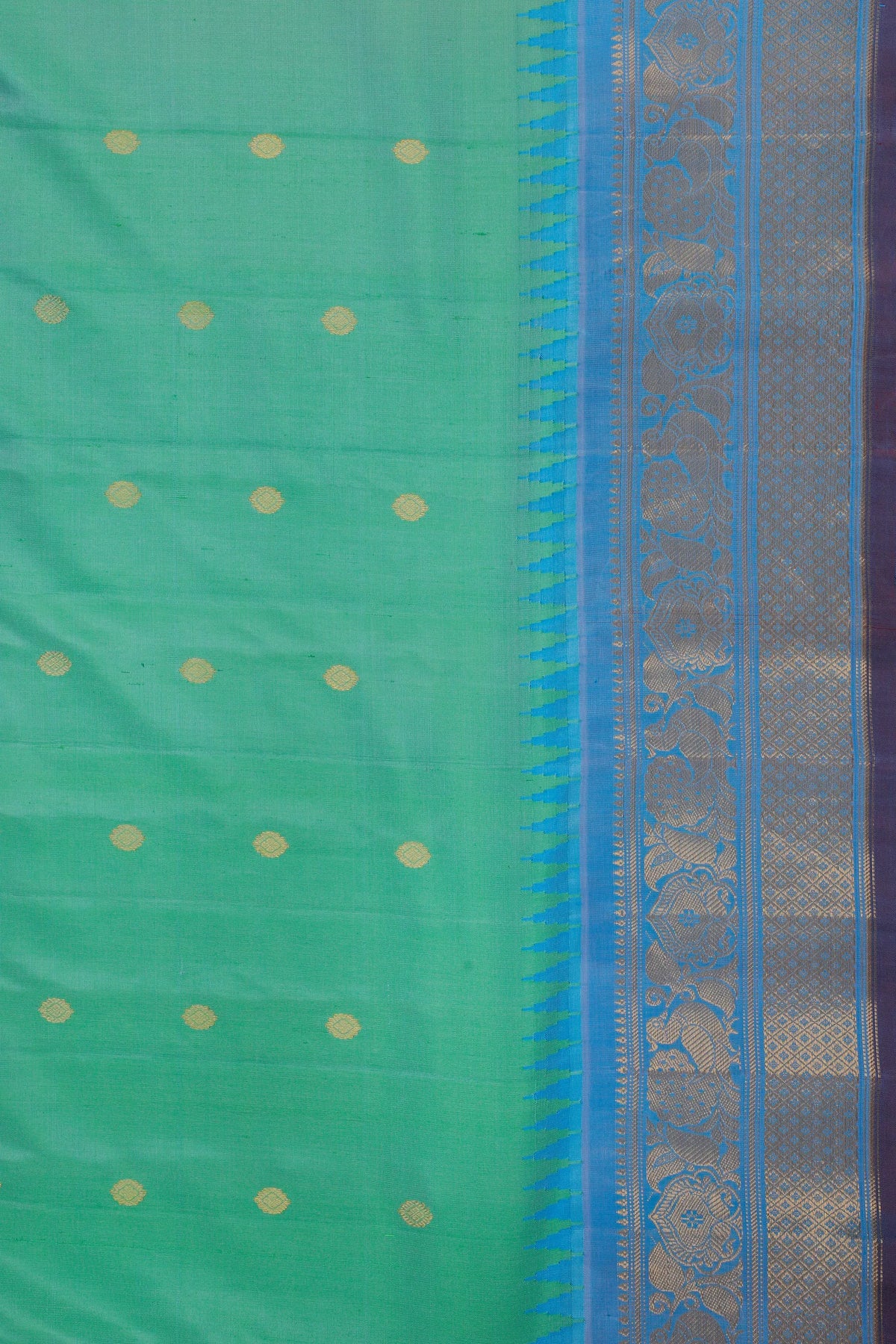Dark Sky Blue Handloom Pure Silk Gadwal Saree