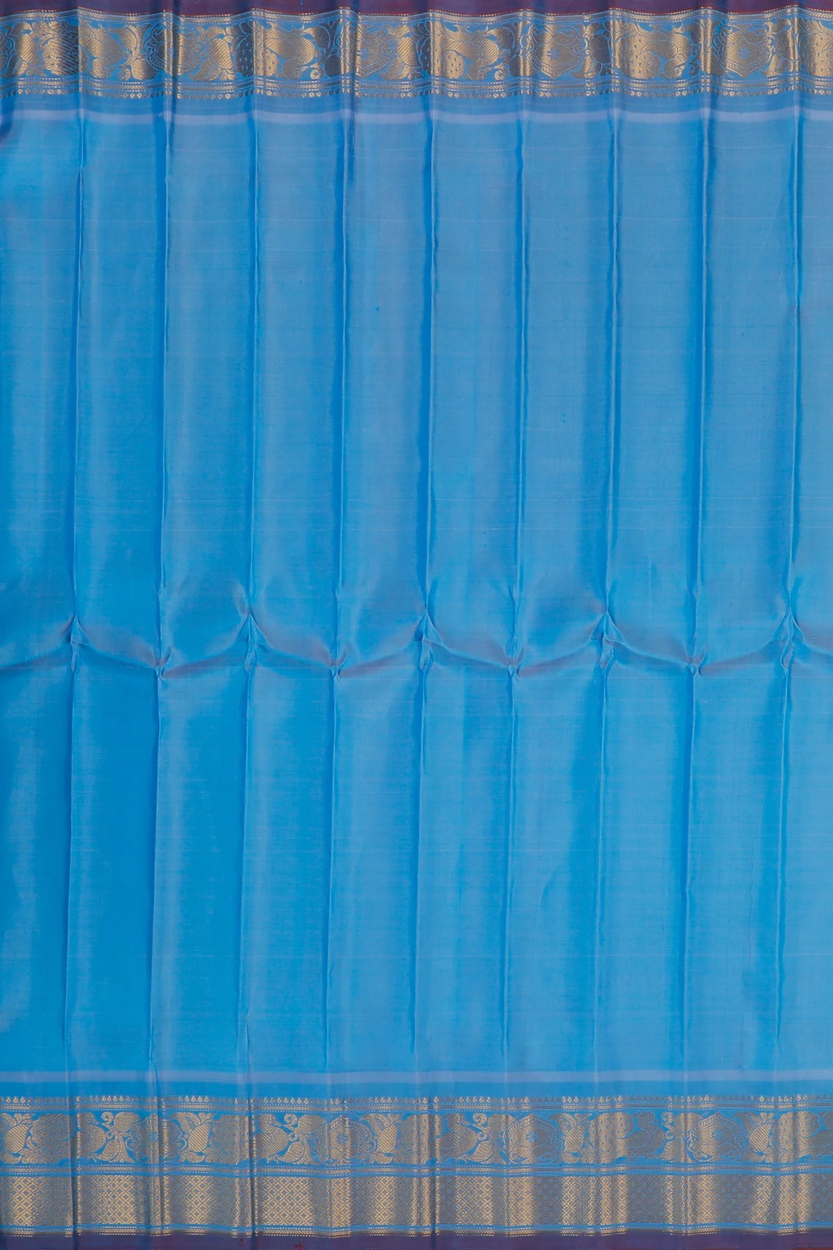 Dark Sky Blue Handloom Pure Silk Gadwal Saree