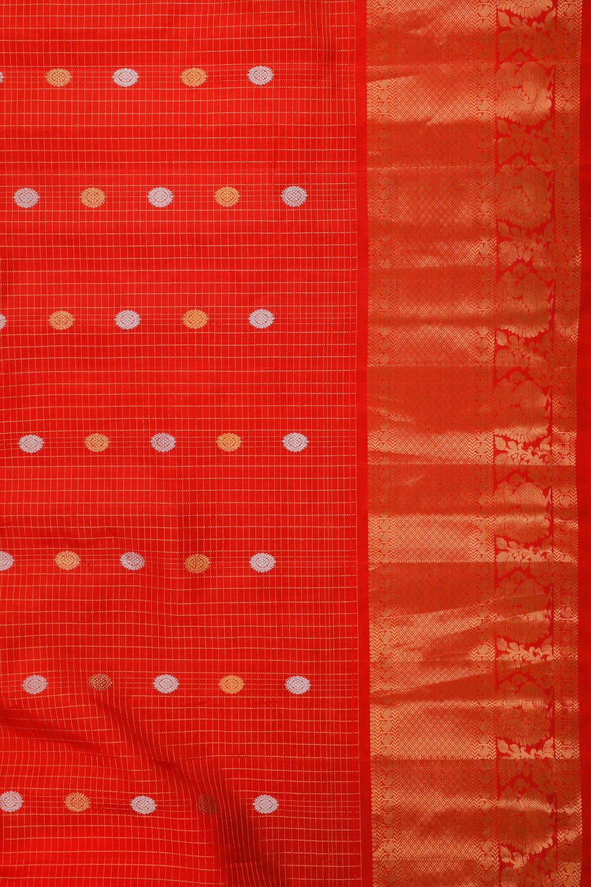 Fresh Orange Handloom Pure Silk Gadwal Saree